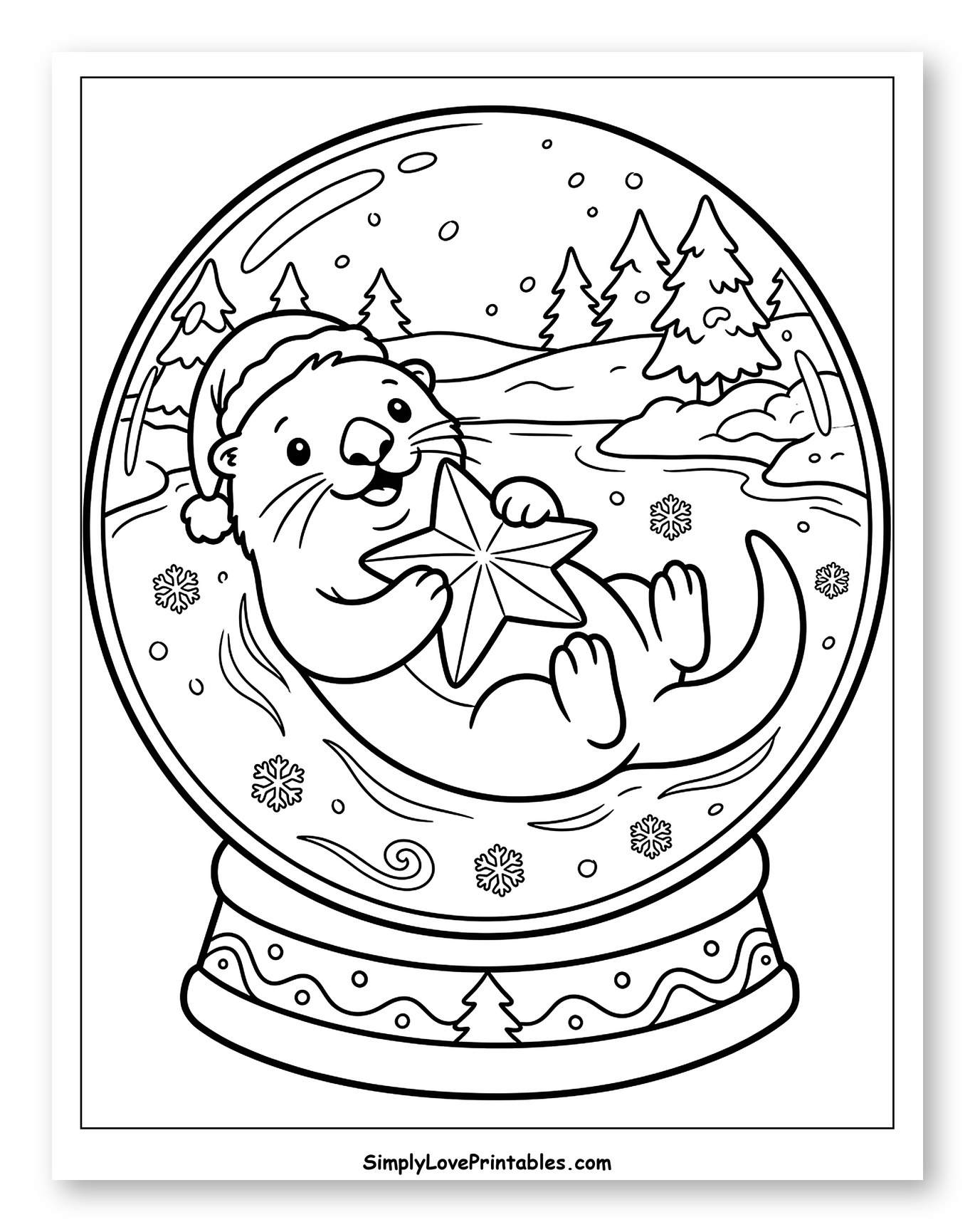 Playful Christmas Otter in a Snow Globe