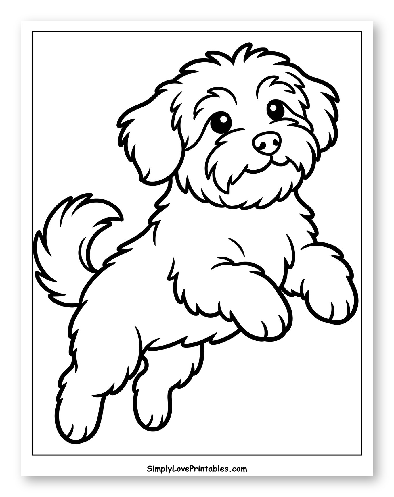 Playful Havanese Dog Jumping Coloring Page for Toddlers