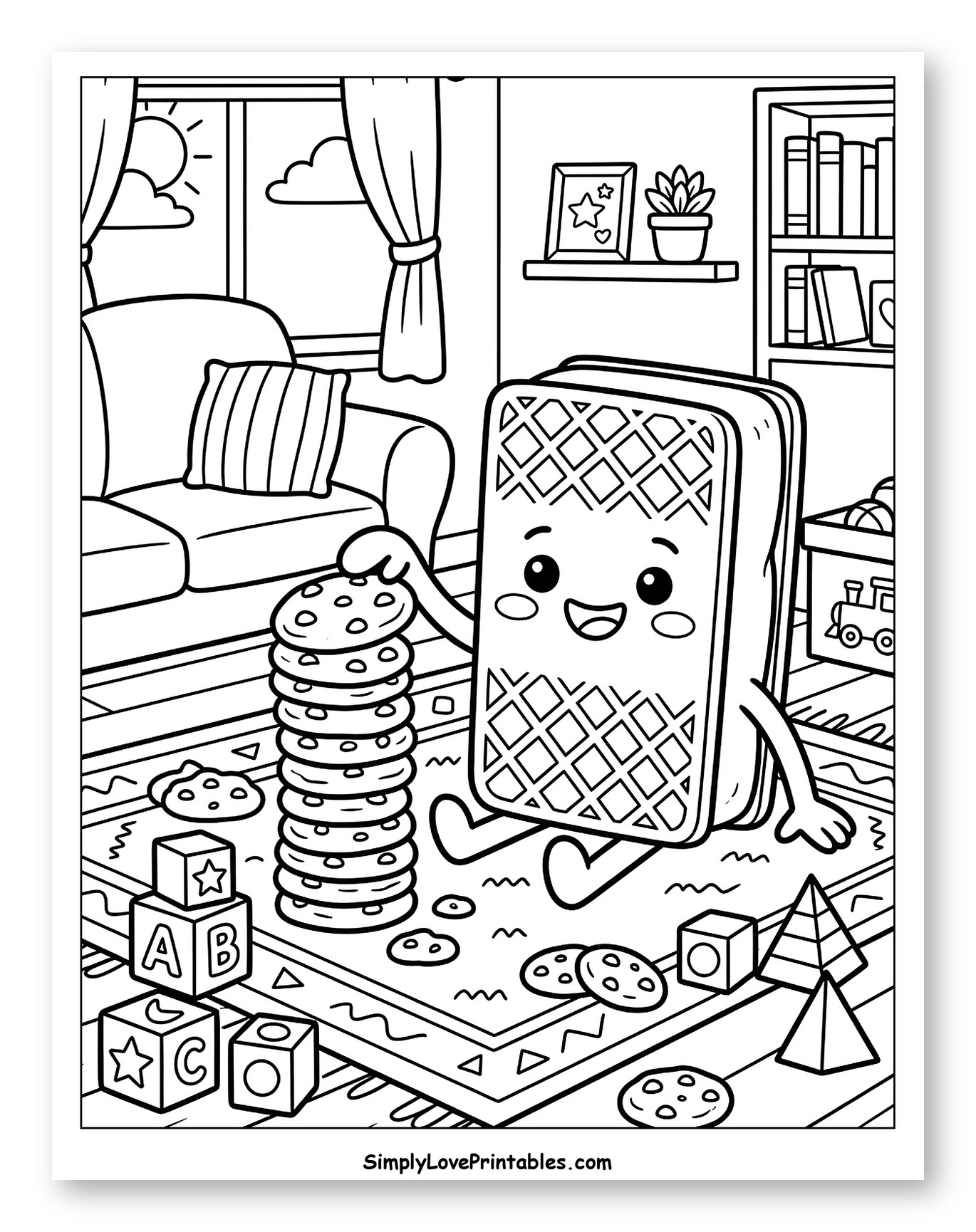 Playful Ice Cream Sandwich Stacking Cookies Indoors to Color for Kids