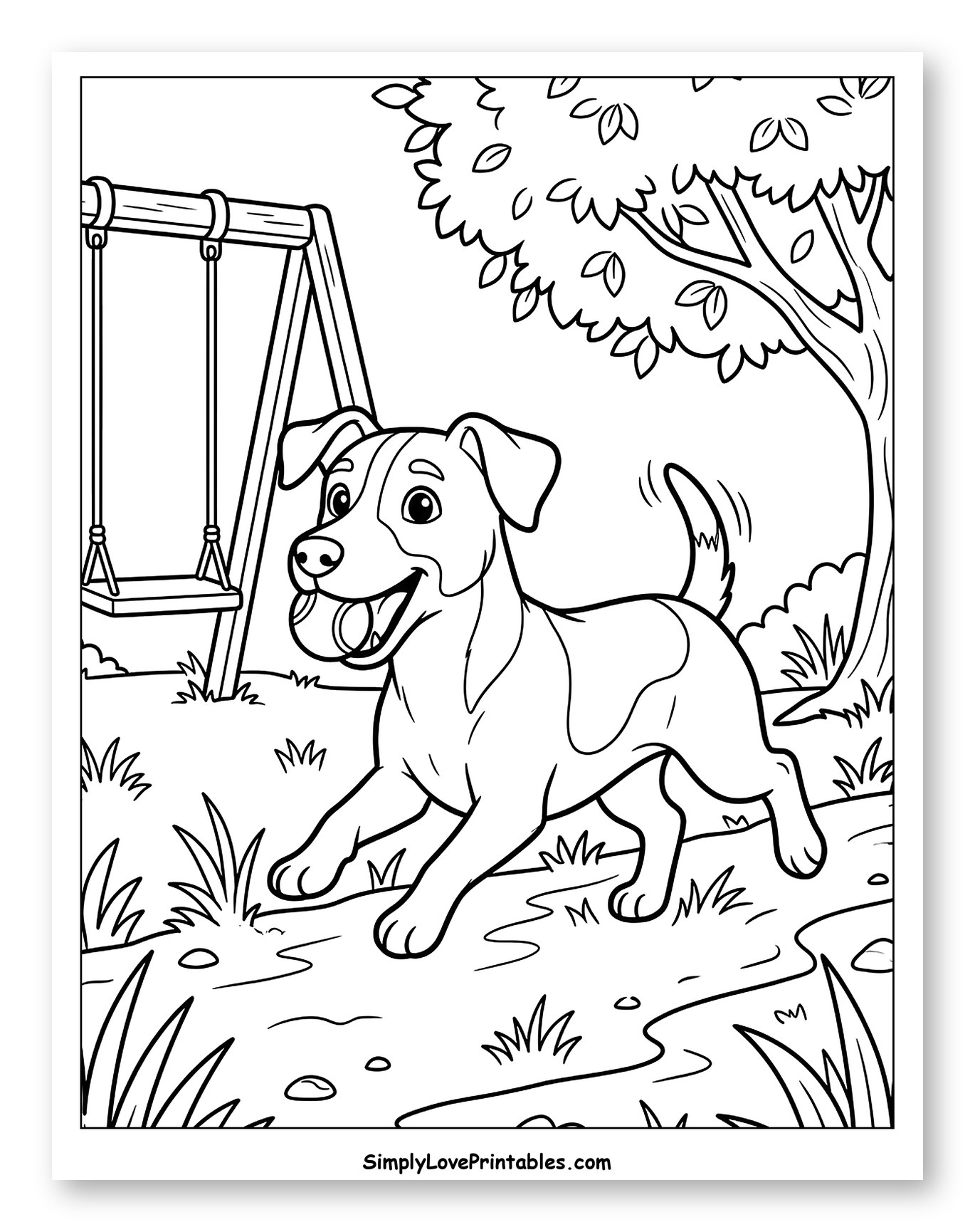 Playful Jack Russell Dog in Park Coloring Page for Kids