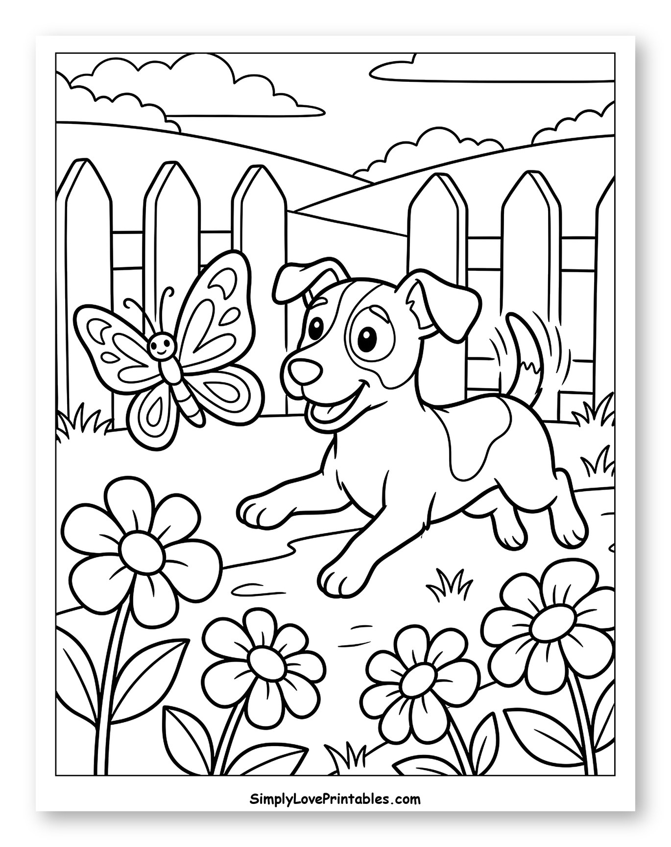 Playful Jack Russell Puppy with a Butterfly