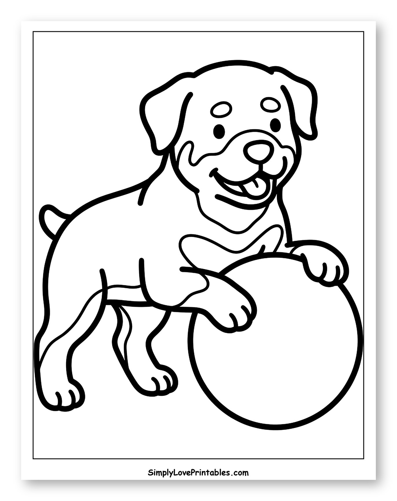 Playful Rottweiler Puppy Holding a Ball