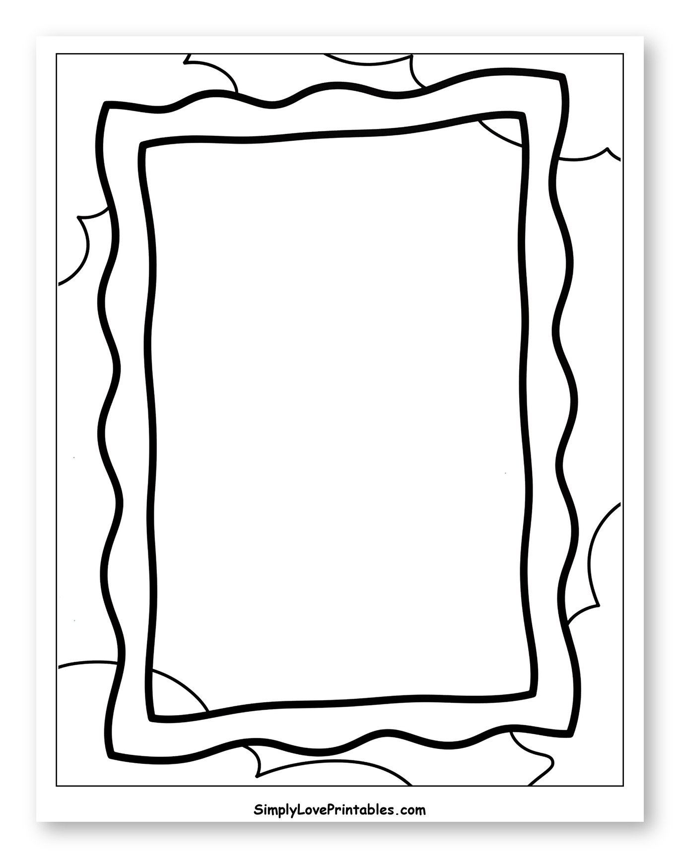 Playful Wavy Double Frame Coloring Sheet for Toddlers