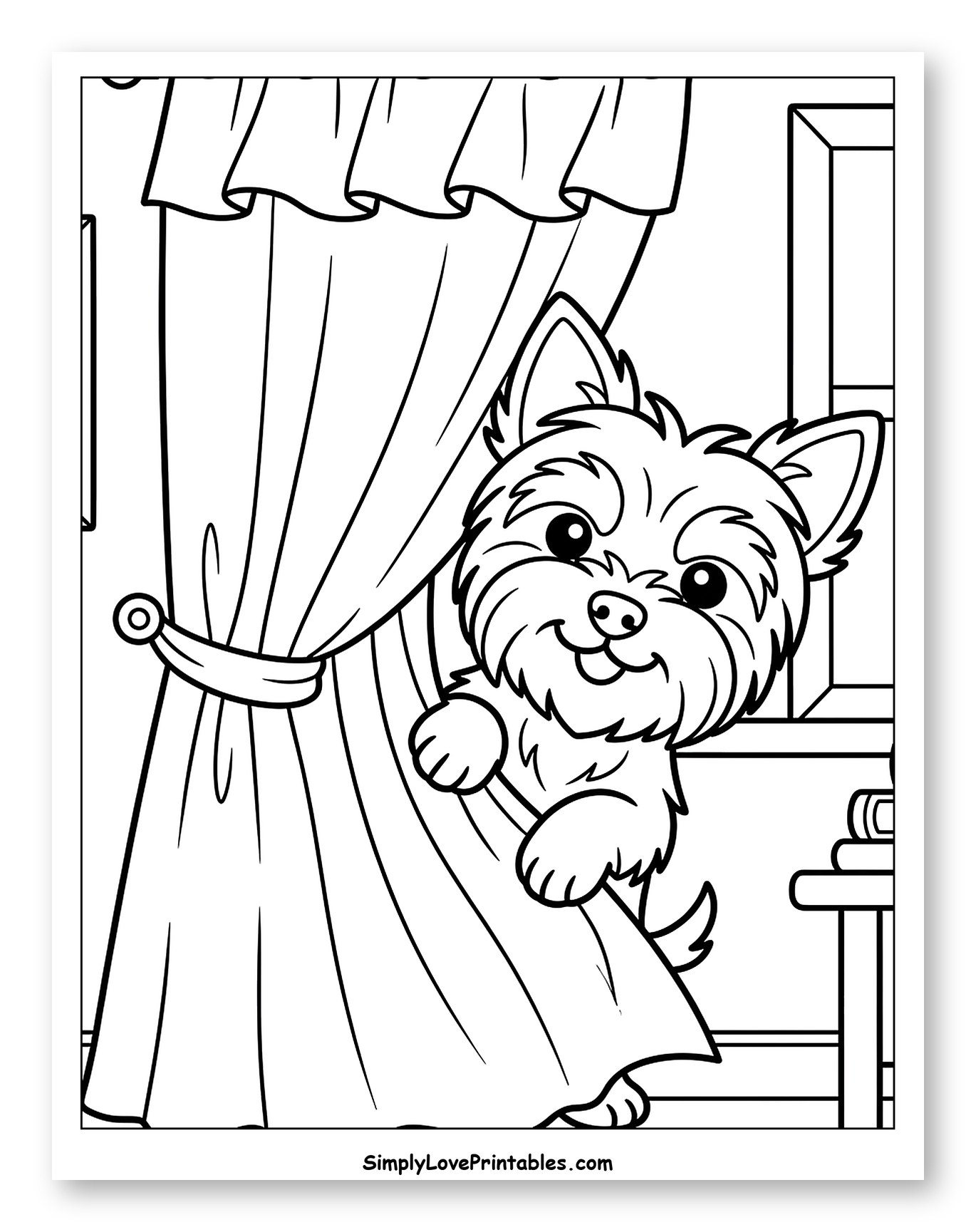 Playful Yorkshire Terrier Puppy Behind Curtains