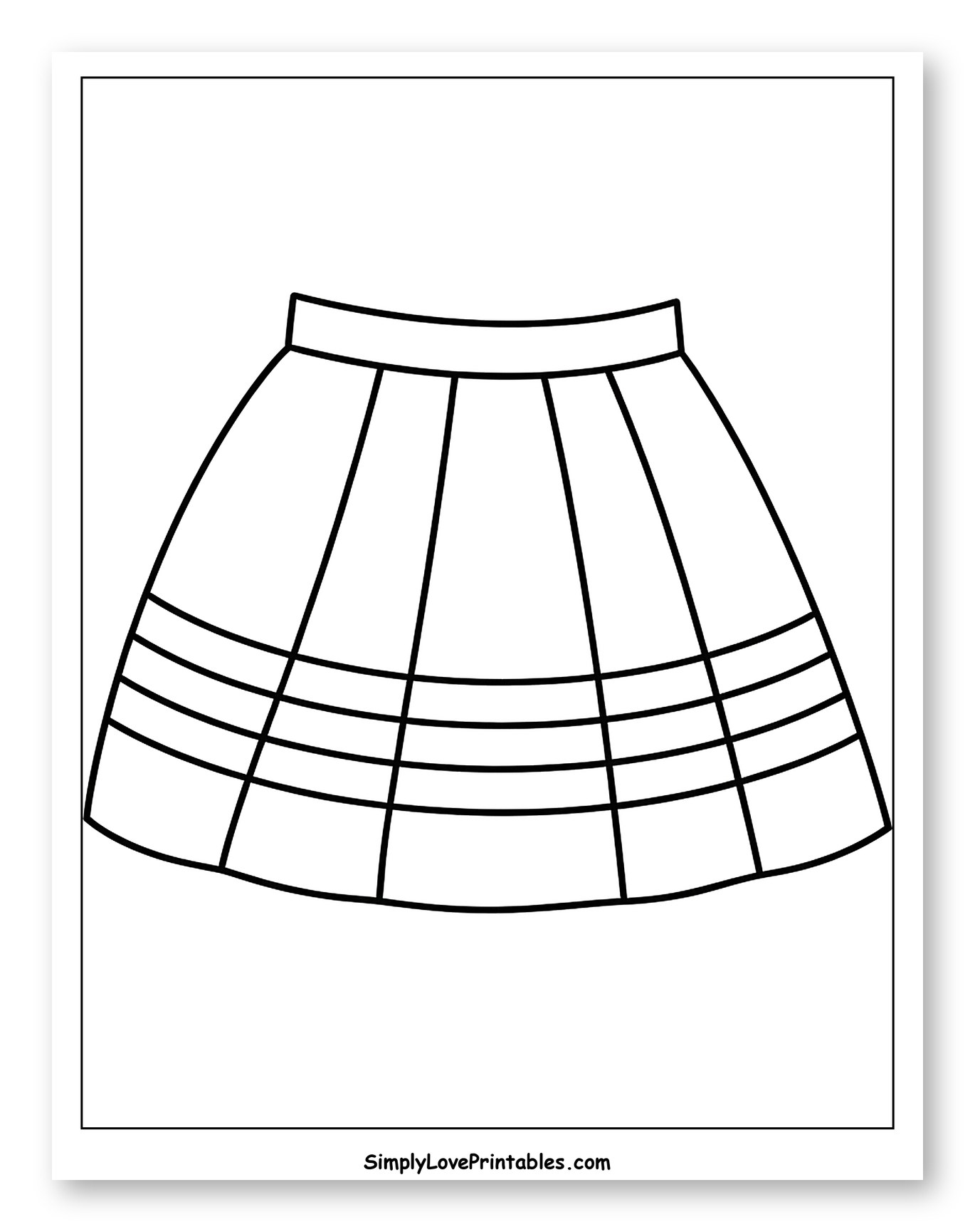 Pleated Skirt with Horizontal Stripes Coloring Sheet for Toddlers