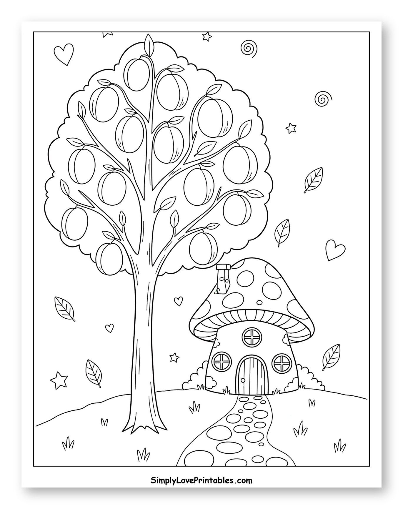 Plum Tree and Mushroom House Scene