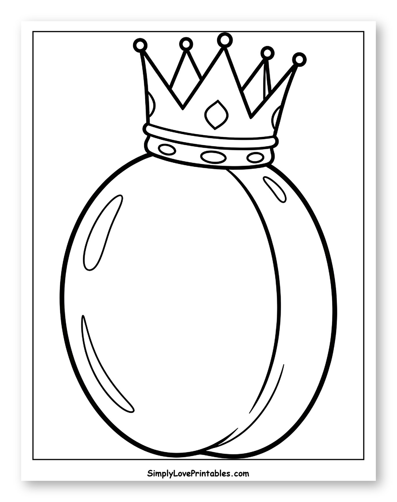 Plum Wearing a Royal Crown Coloring Page for Toddlers