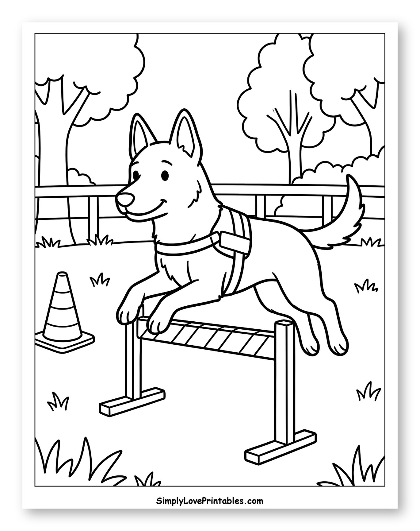 Police Dog Practicing Agility Course