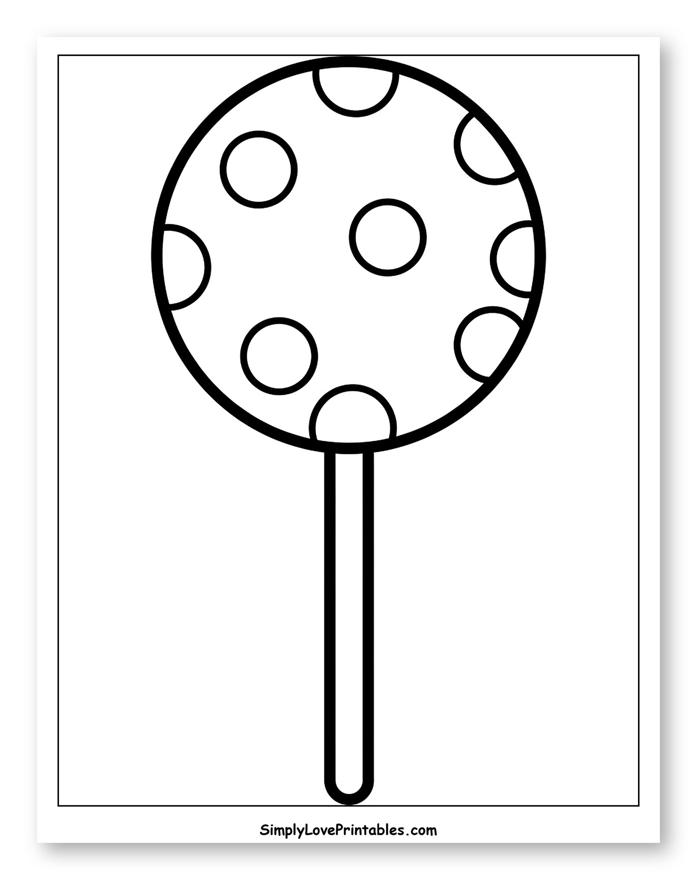 Polka Dot Lollipop on a Stick Coloring Page for Toddlers