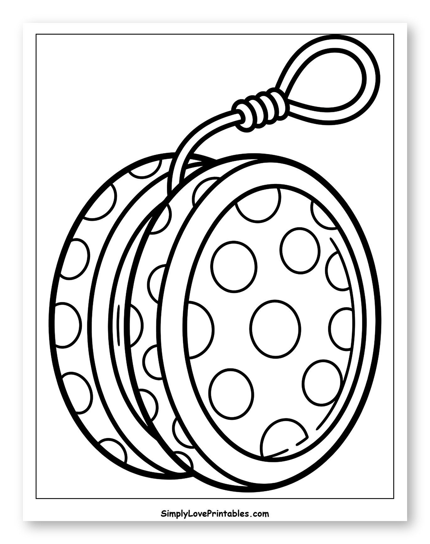 Polka Dot Yoyo with String Coloring Page for Toddlers