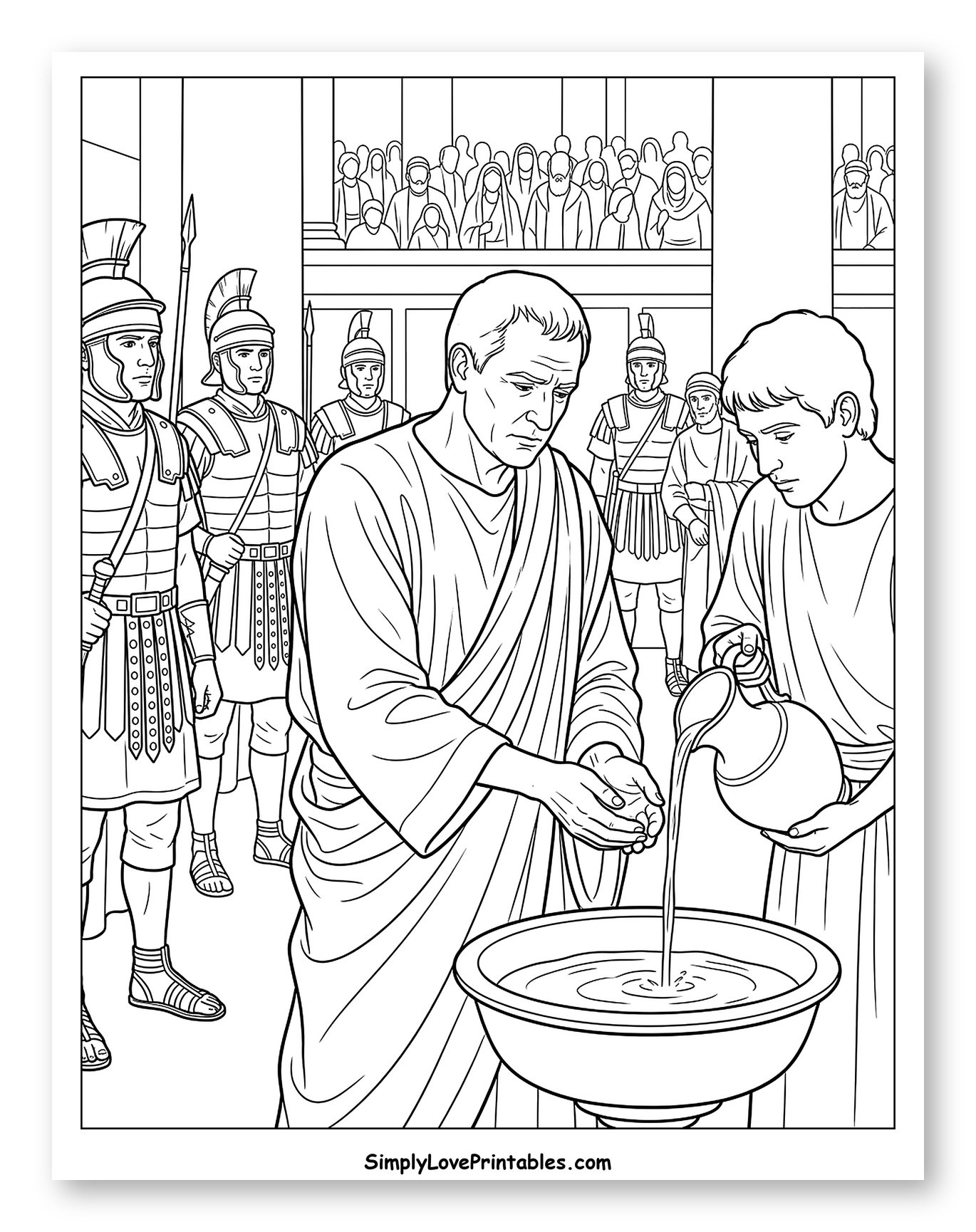 Pontius Pilate Washing His Hands Coloring Page