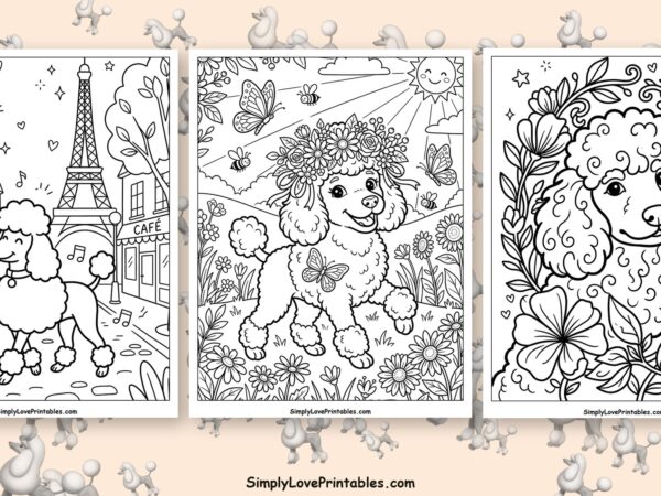 Poodle coloring pages featured image