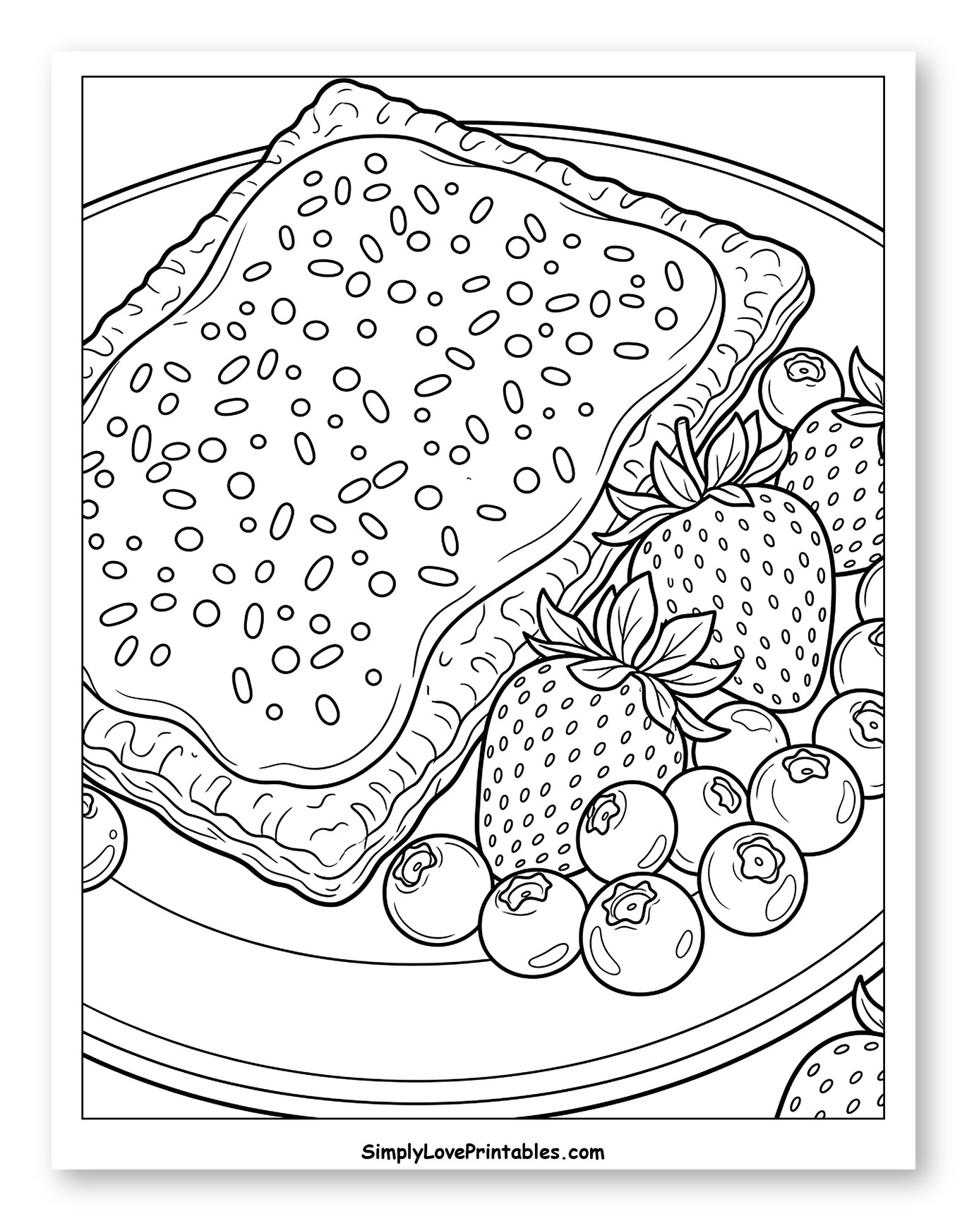 Pop Tart with Berries and Sprinkles Coloring Page