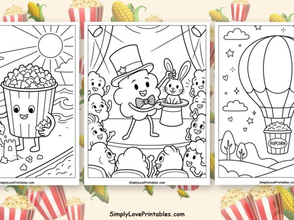 popcorn coloring pages featured image