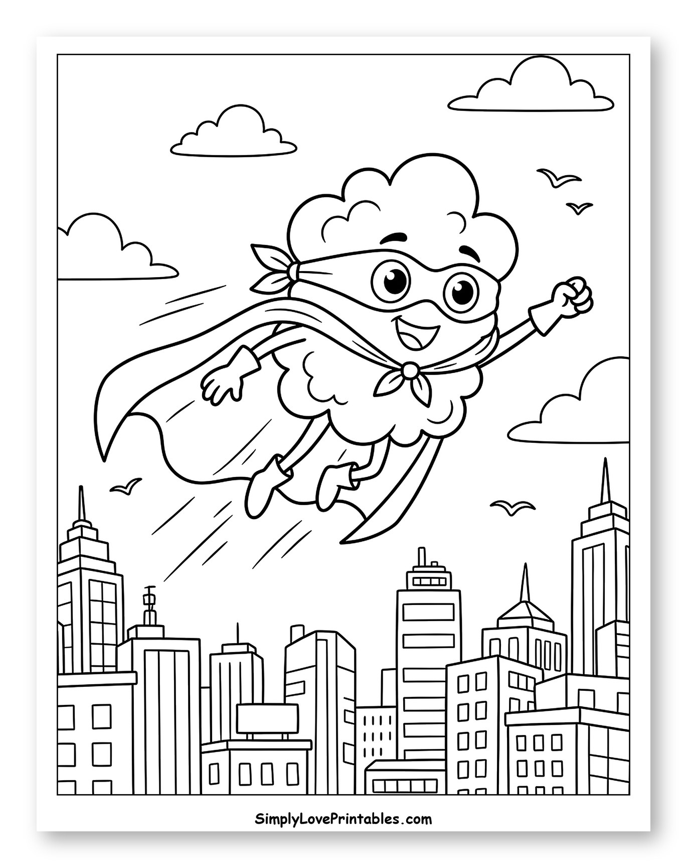 Popcorn Hero Soaring Above City Skyline