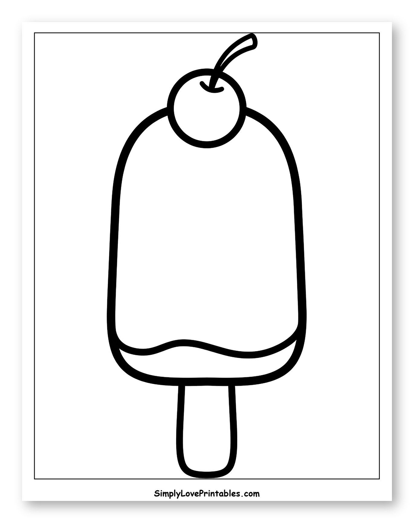 Popsicle with Cherry on Top Coloring Sheet for Toddlers