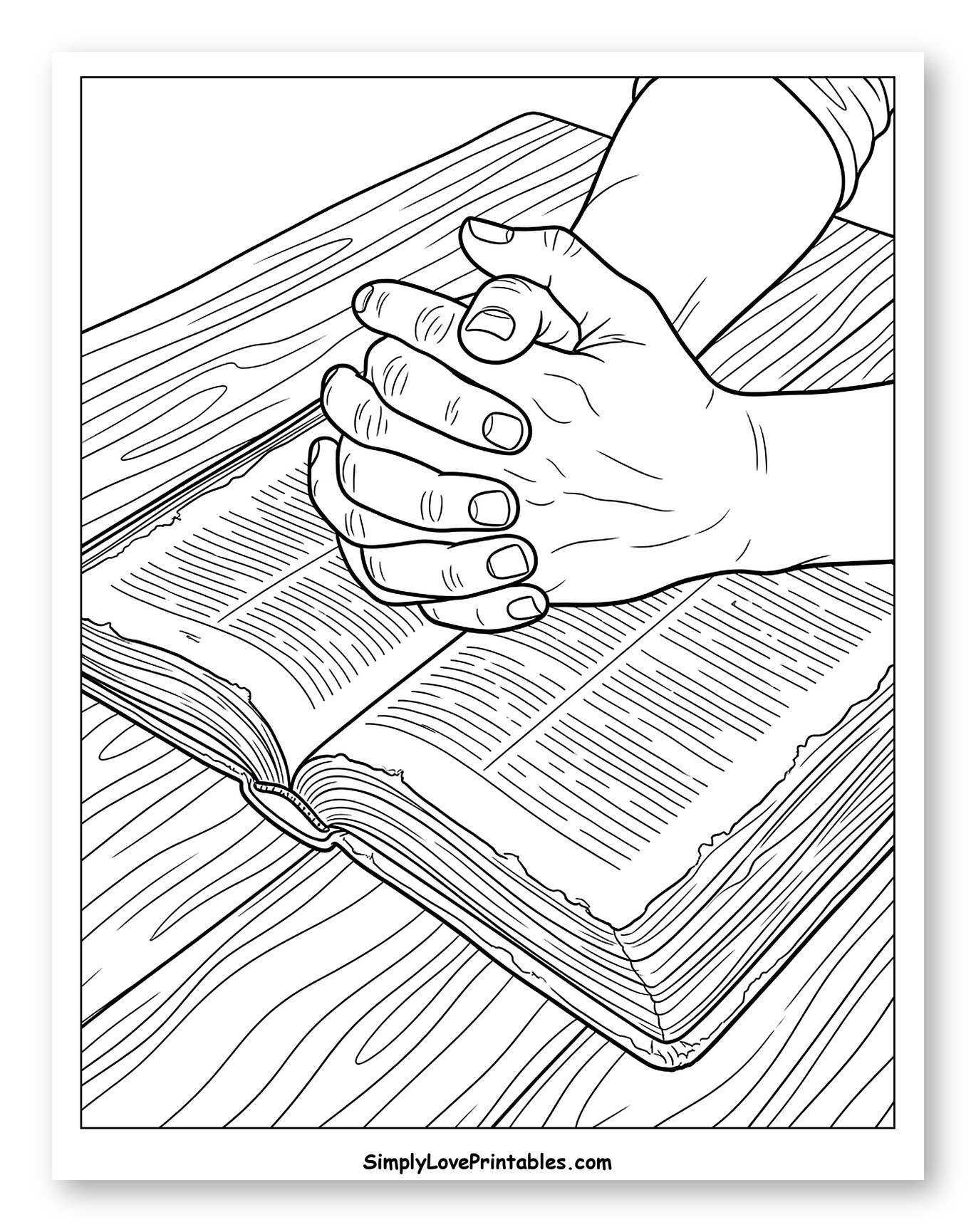 Praying Hands Over an Open Book