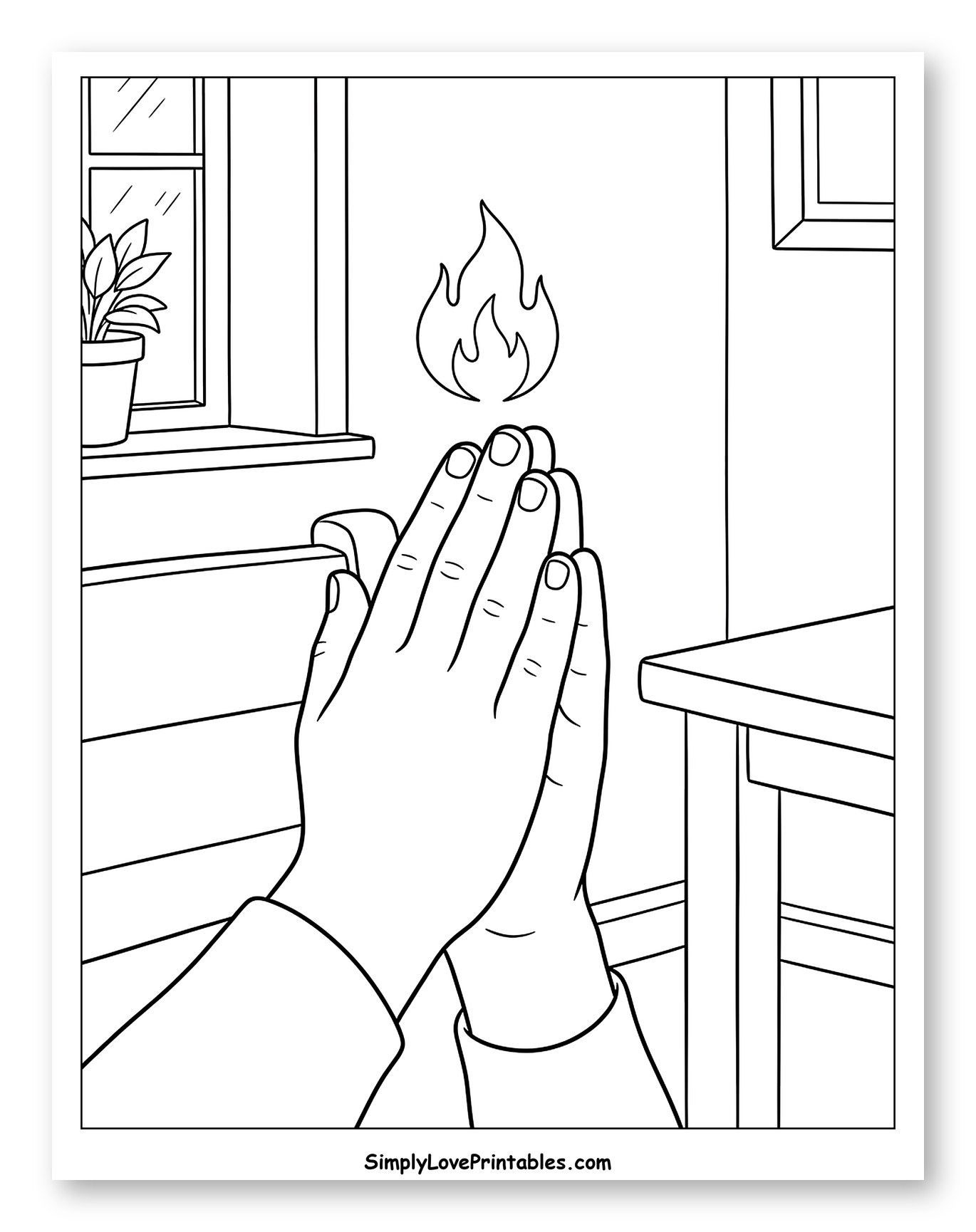 Praying Hands with Flame Symbol Above