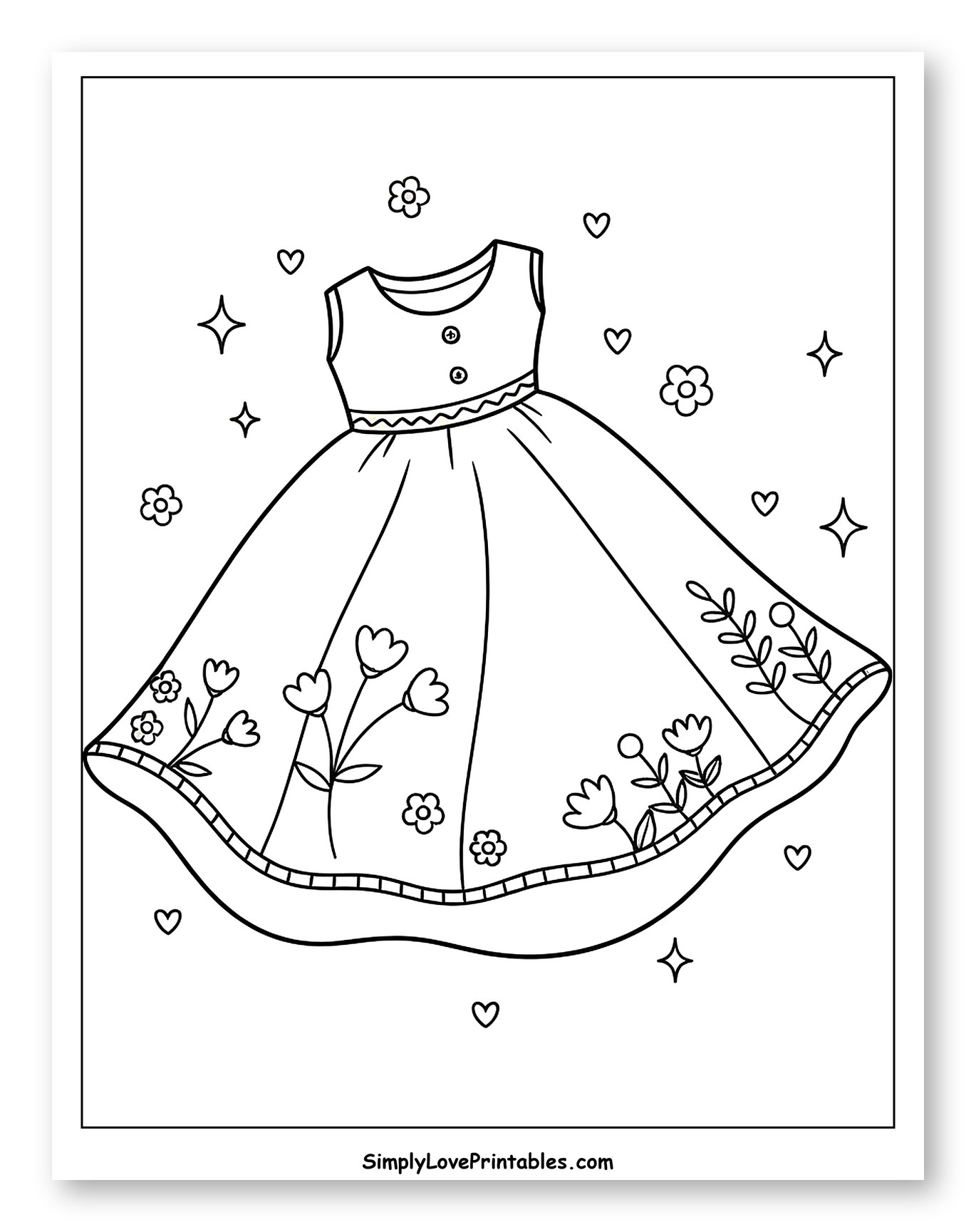 Pretty Dress with Floral Pattern and Sparkles