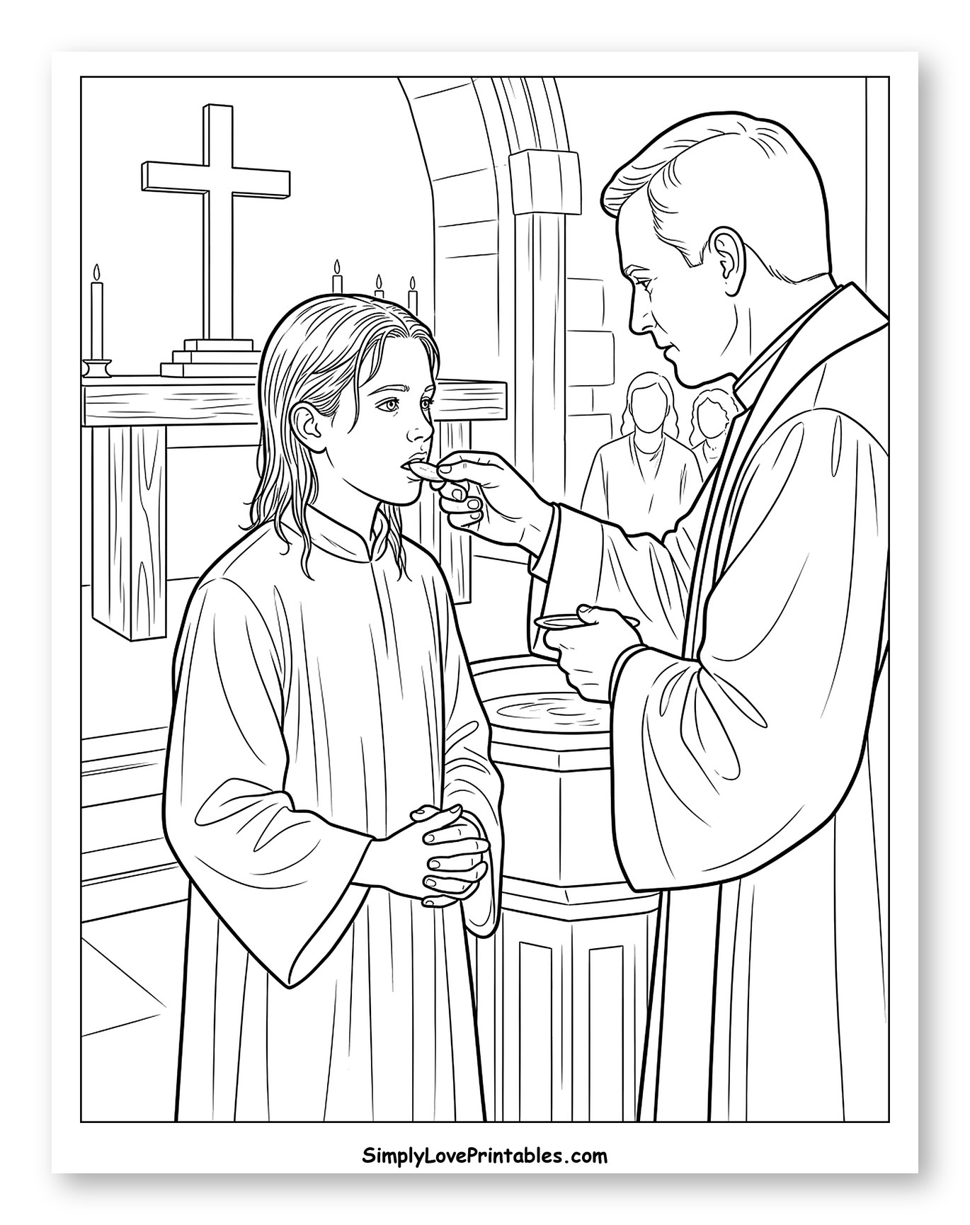 Priest Administering Holy Communion to Child