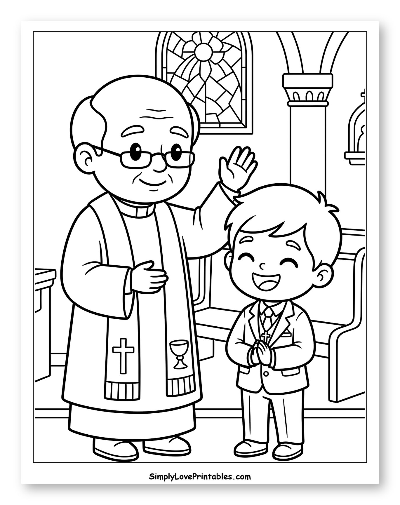 Priest and Boy during First Communion