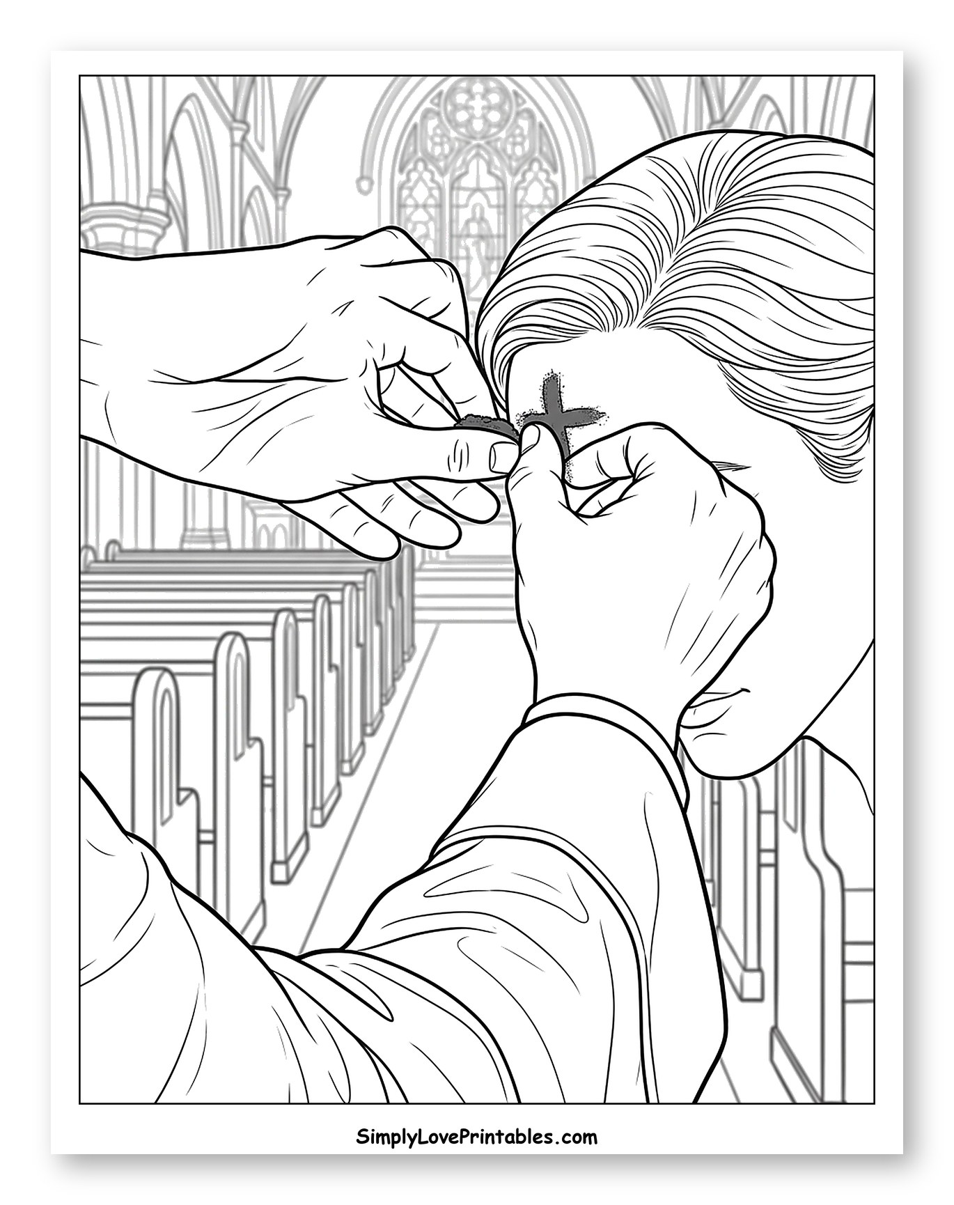 Priest Applying Ashes on Ash Wednesday Coloring Page