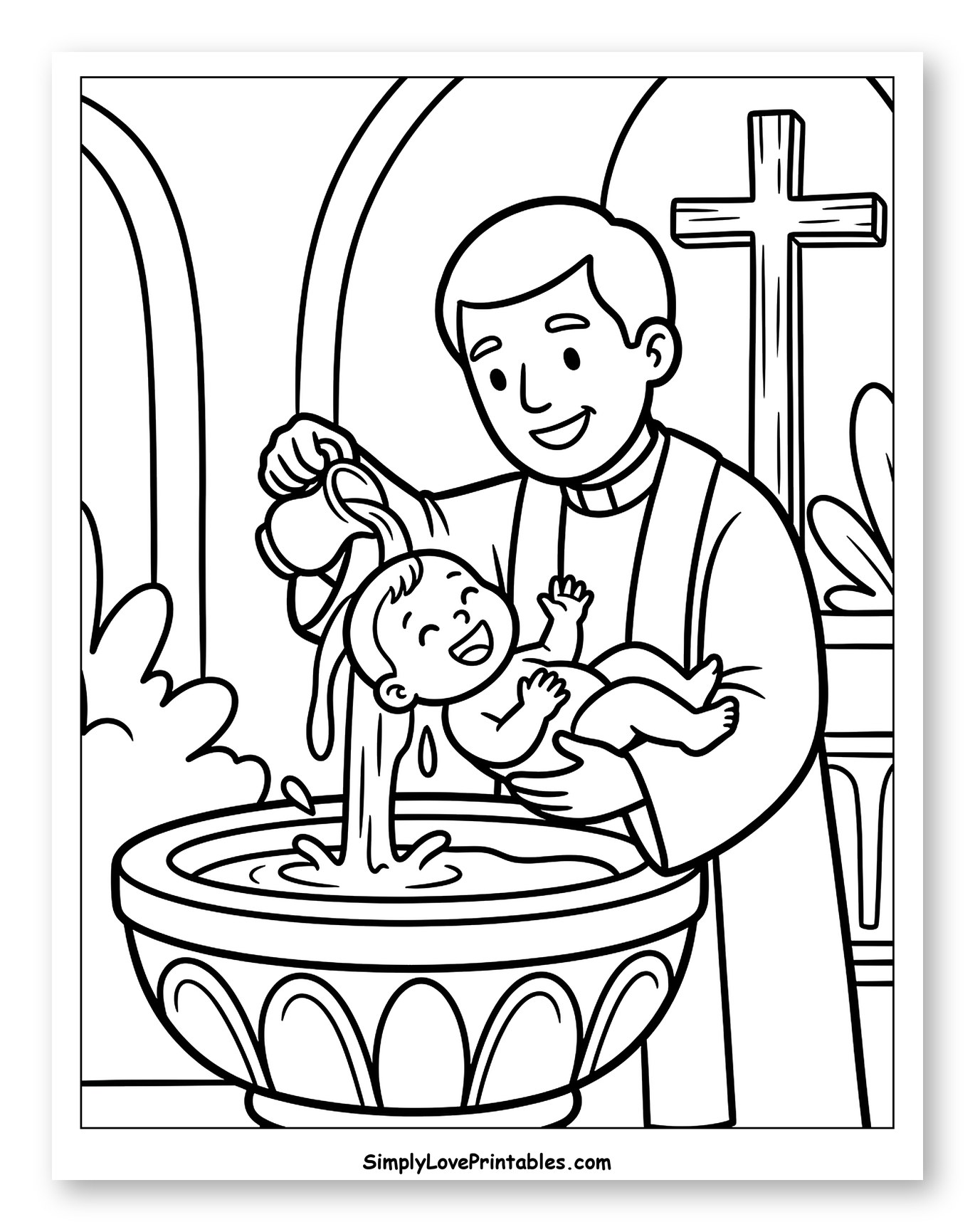 Priest Baptizing a Happy Baby