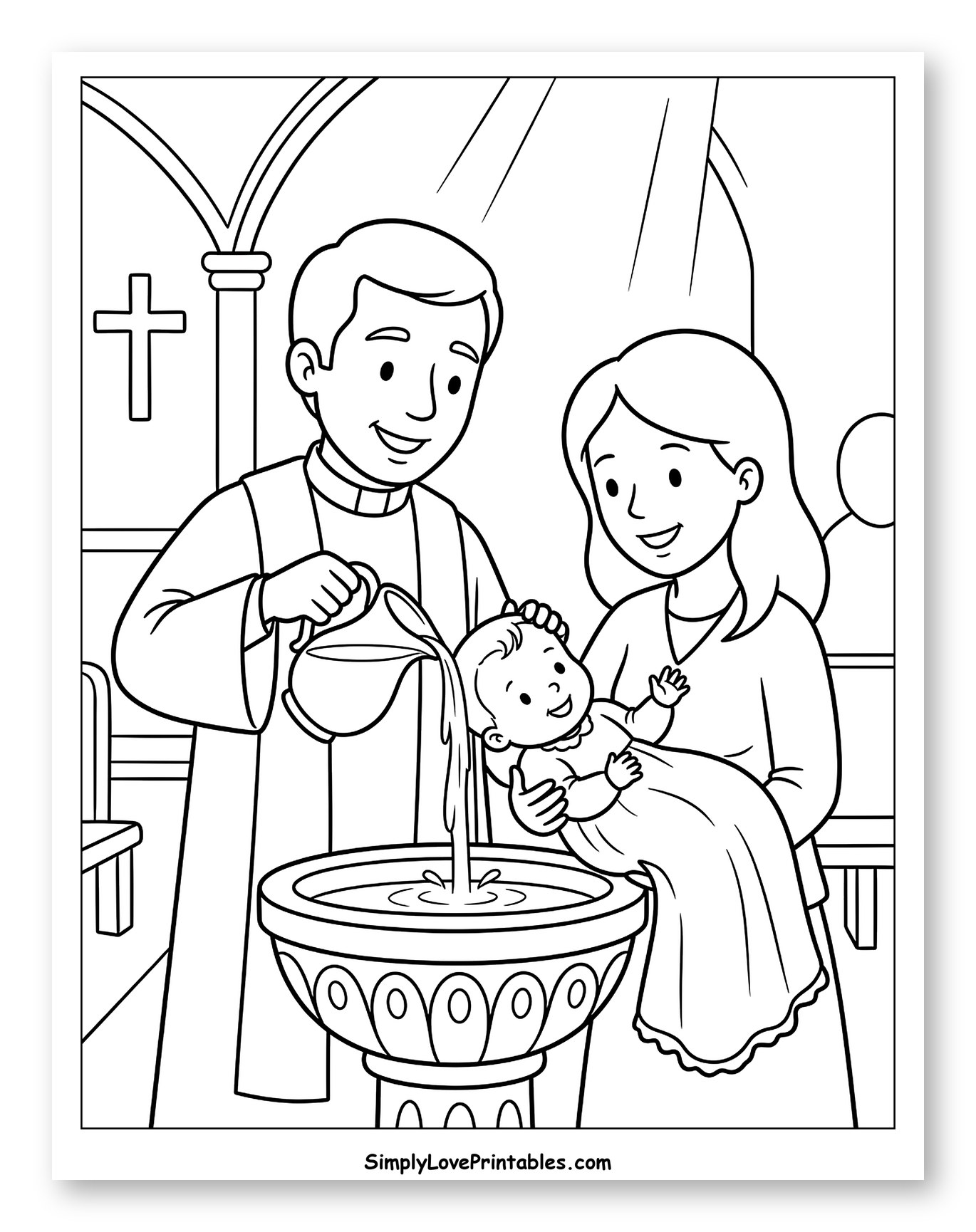 Priest Baptizing Baby in Church