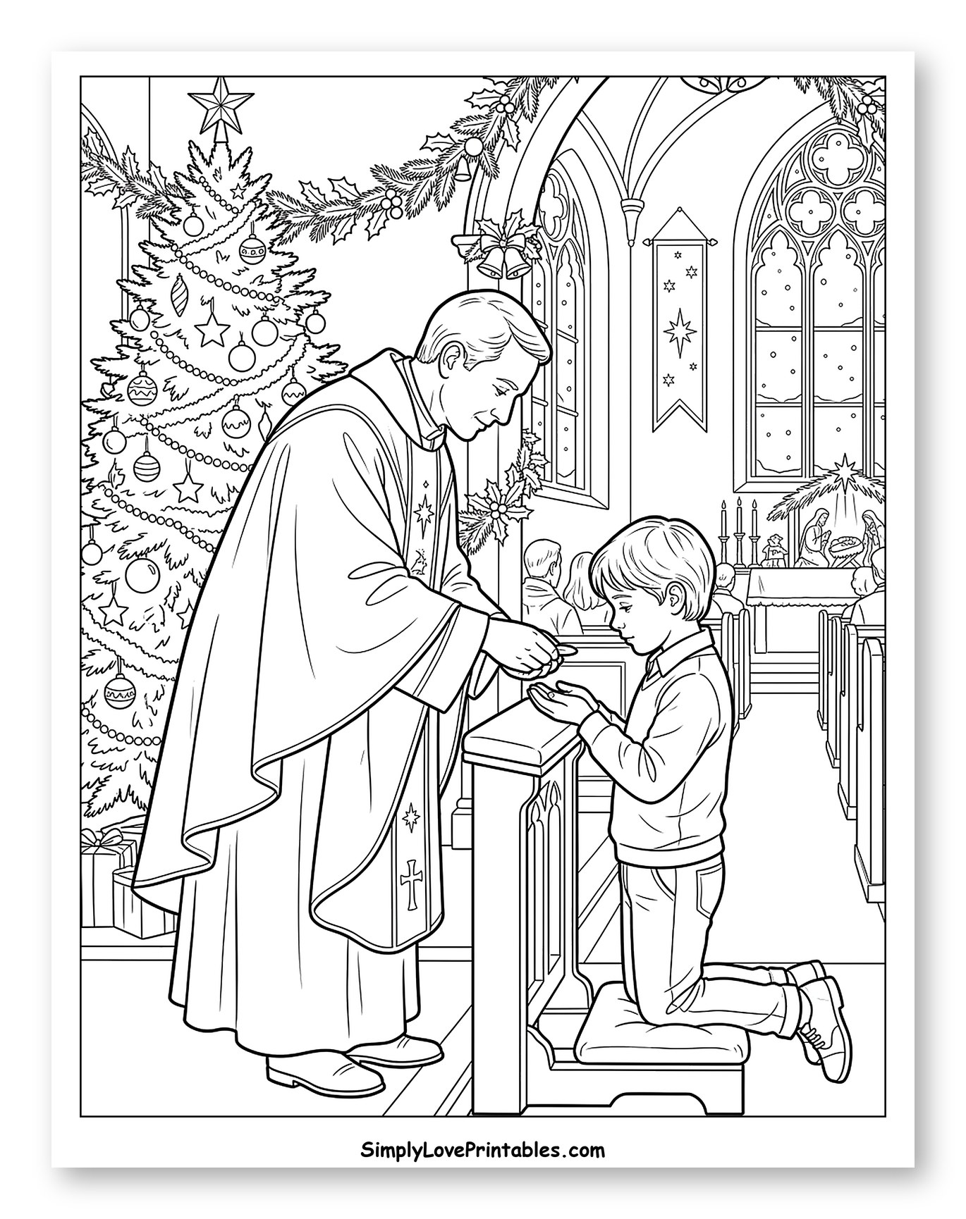 Priest Giving Communion to Boy at Christmas