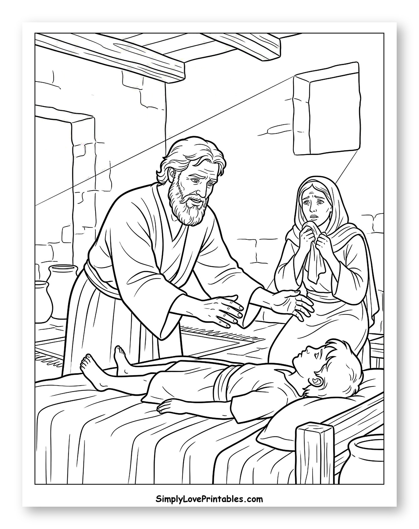 Prophet Elijah Healing the Widow's Son Coloring Sheet