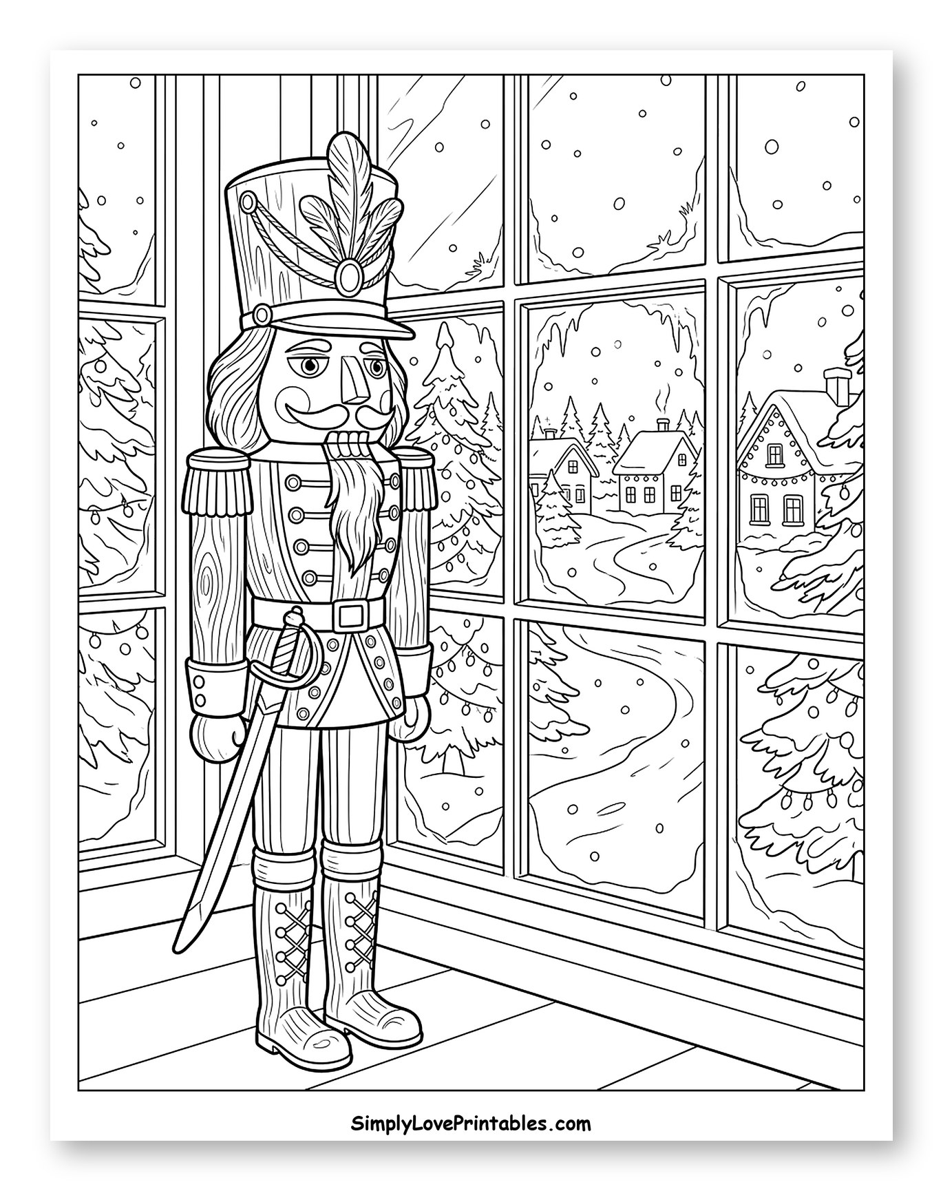 Proud Nutcracker Soldier by a Winter Window