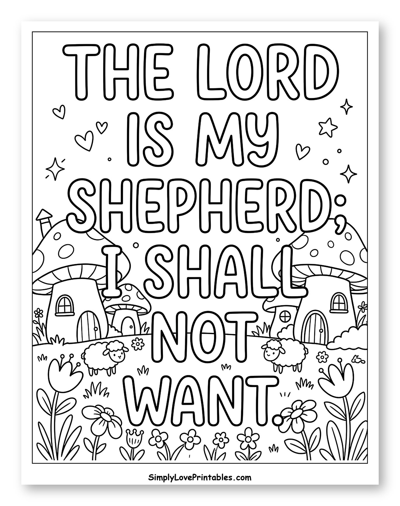 Psalm 23:1 The Lord Is My Shepherd Coloring Page for Adults