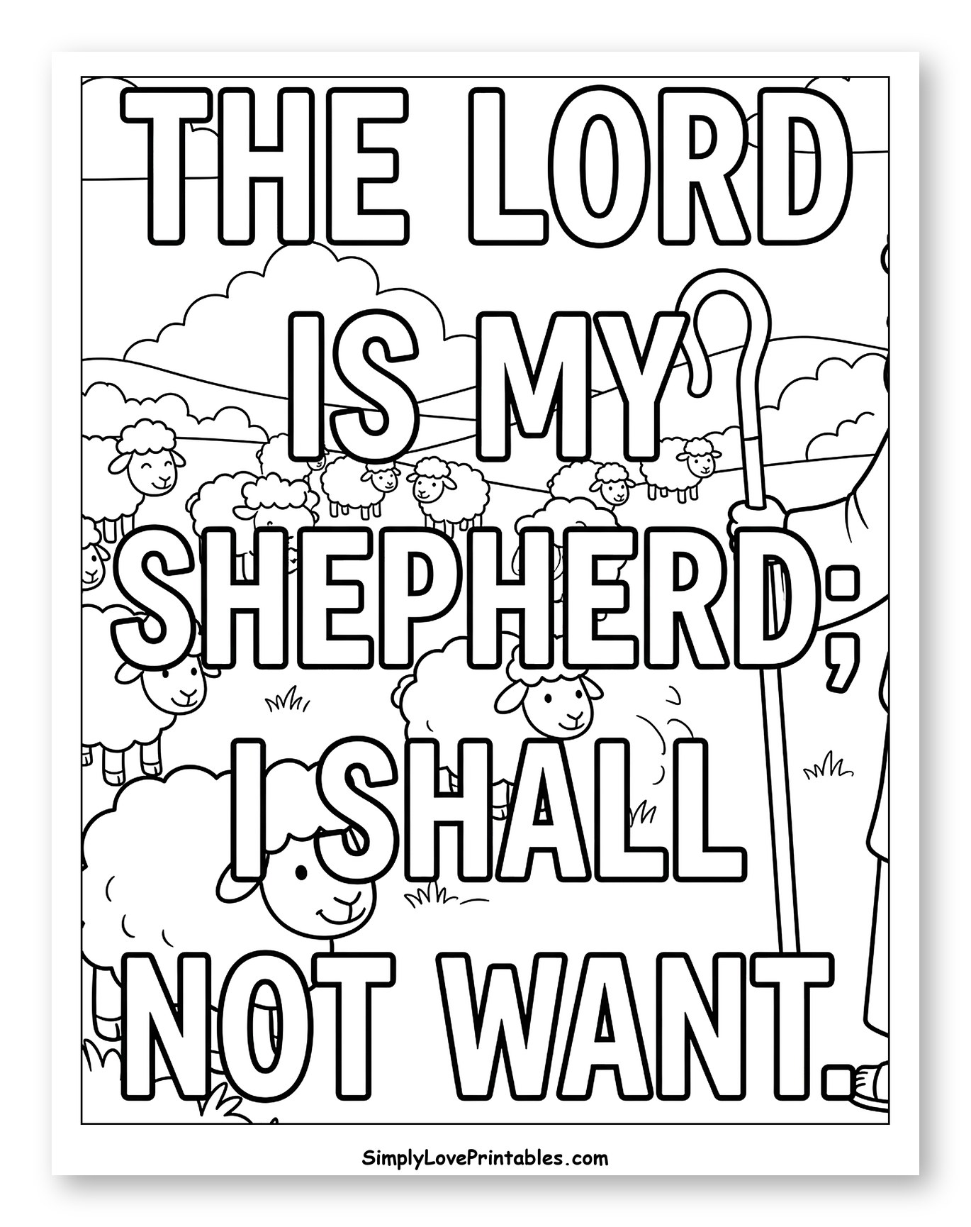 Psalm 23:1 with Shepherd and Sheep