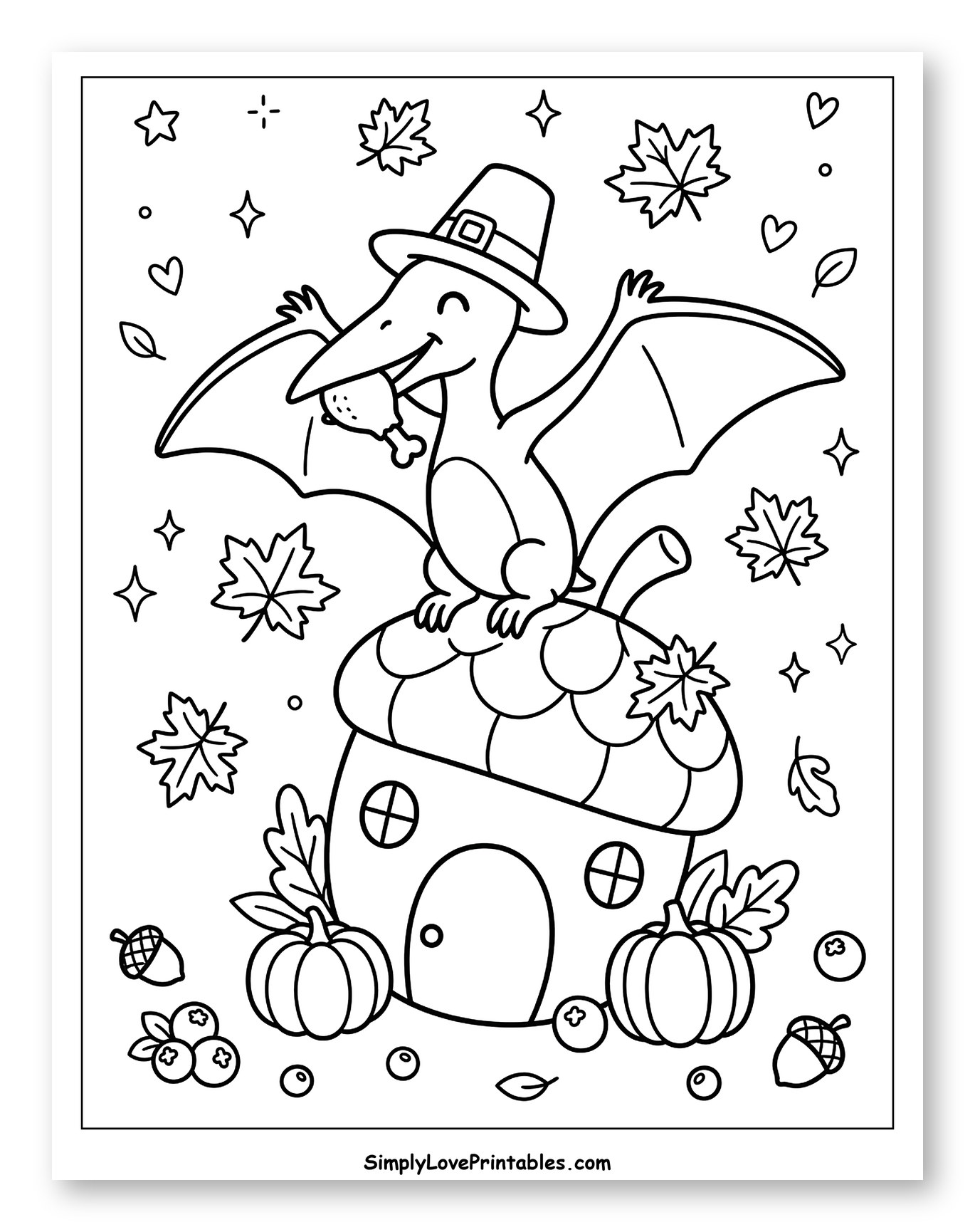 Pterodactyl Pilgrim on an Acorn House