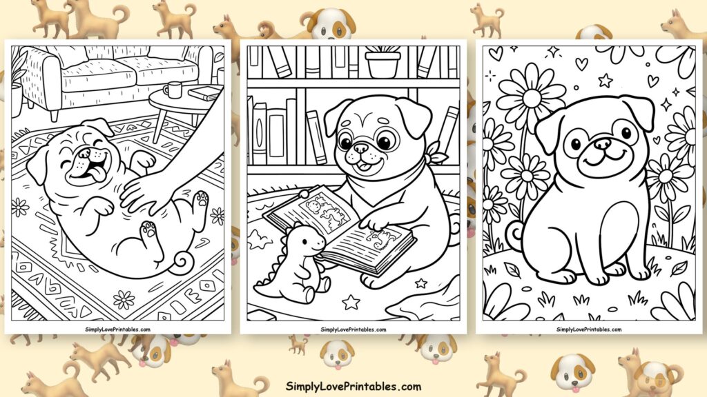 Pug coloring pages featured image