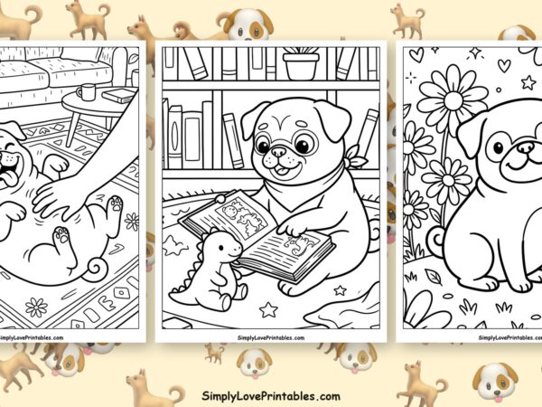 Pug coloring pages featured image
