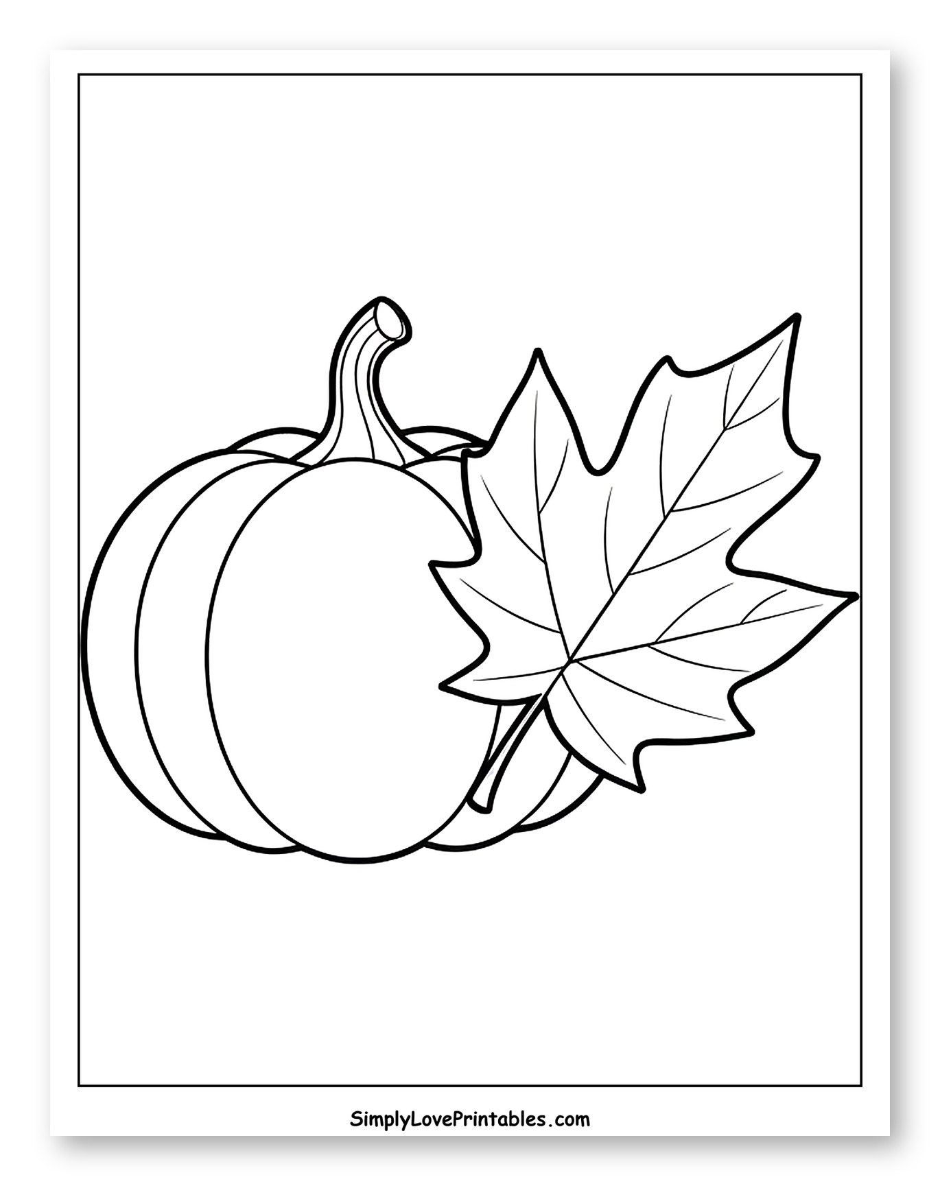 Pumpkin and Maple Leaf Outline Coloring Sheet for Toddlers