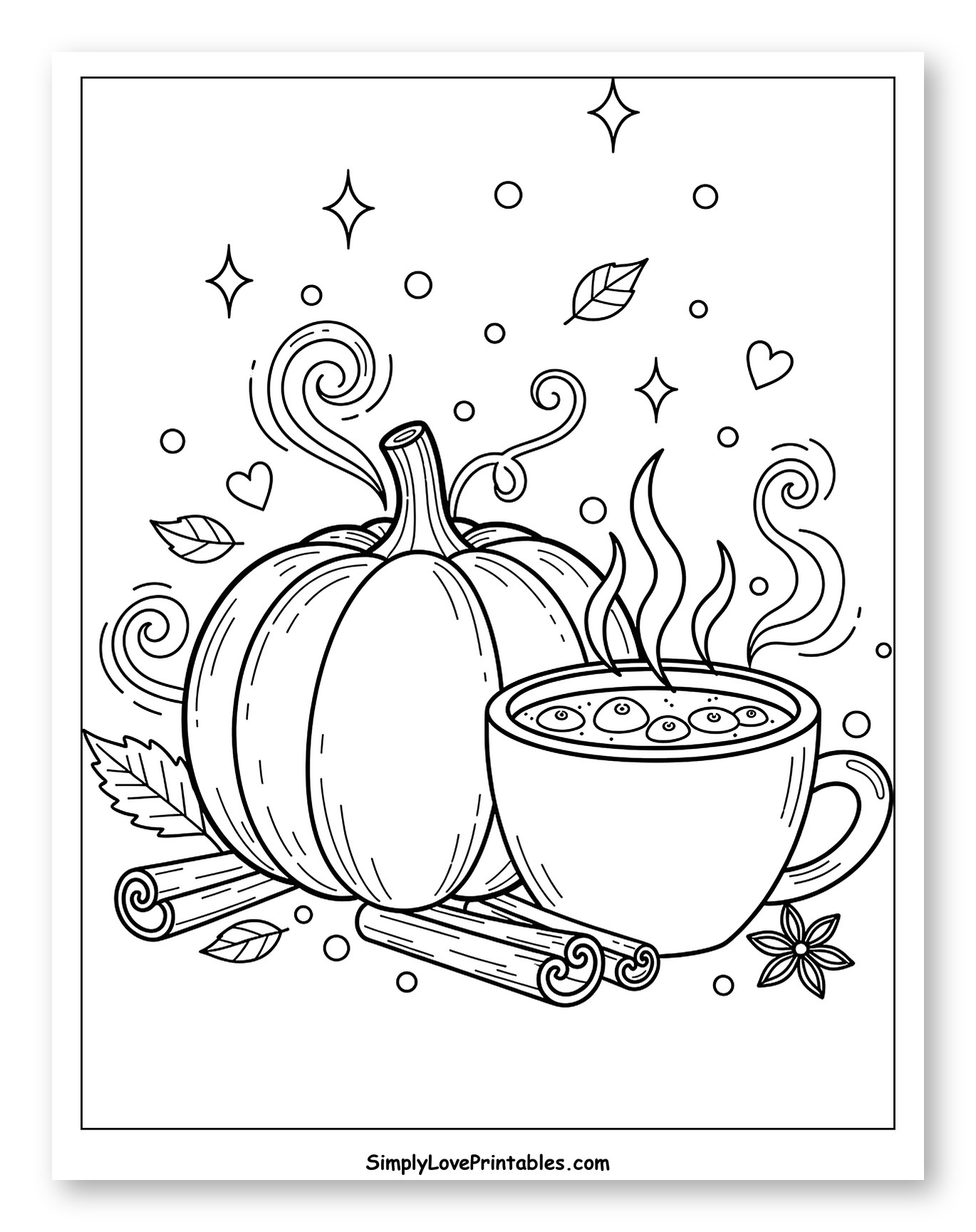 Pumpkin and Steaming Mug with Cinnamon