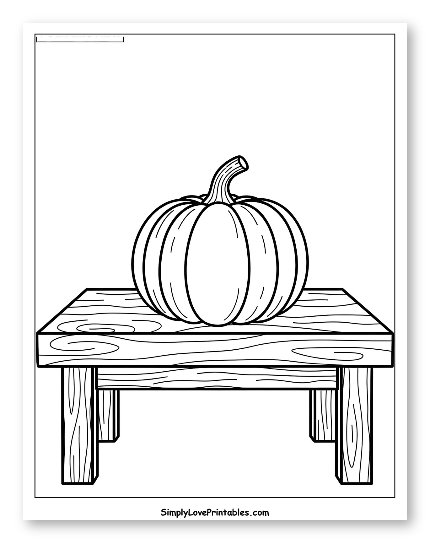 Pumpkin on a Wooden Table Coloring Sheet for Toddlers