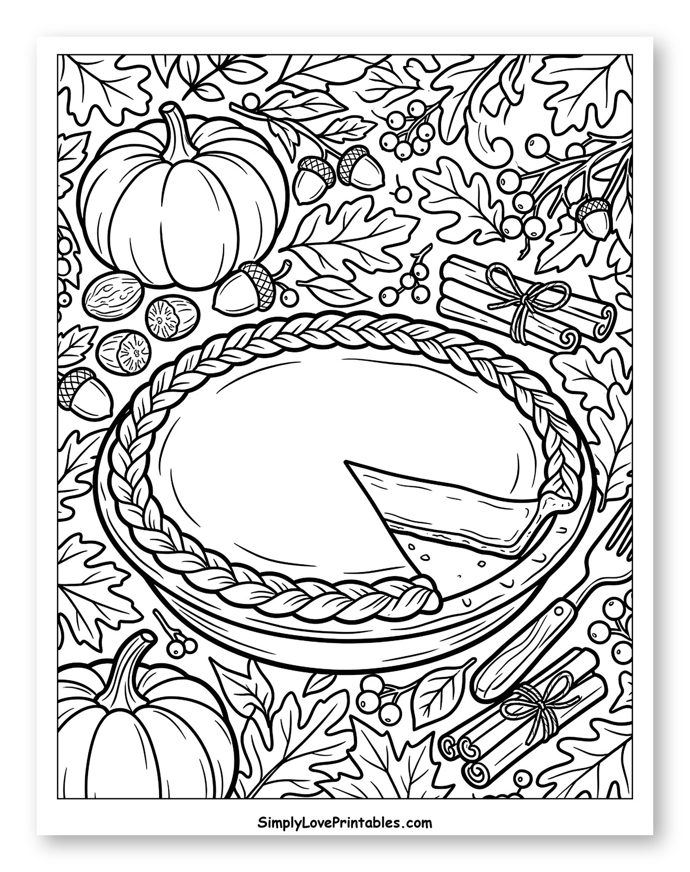 Pumpkin Pie with Autumn Harvest Elements