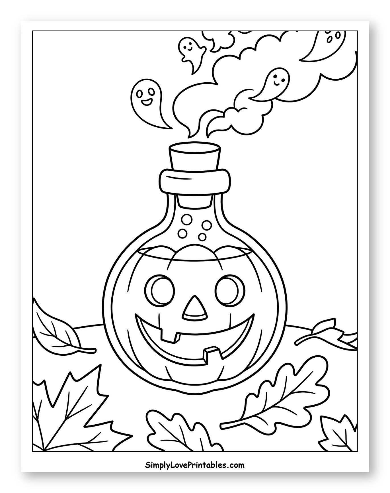Pumpkin Potion Bottle and Floating Ghosts