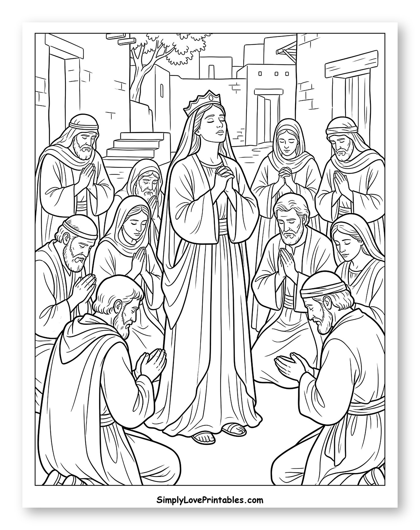 Queen Esther and Her People Kneeling in Prayer