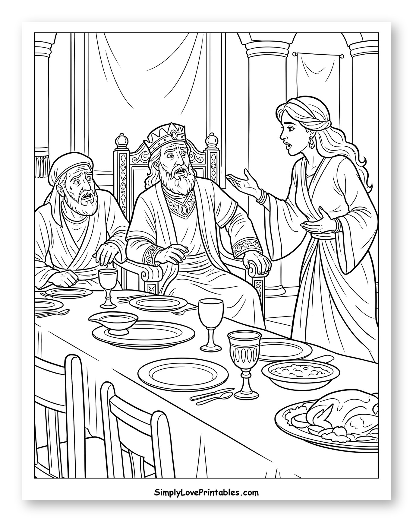 Queen Esther Confronts King Ahasuerus at Royal Banquet