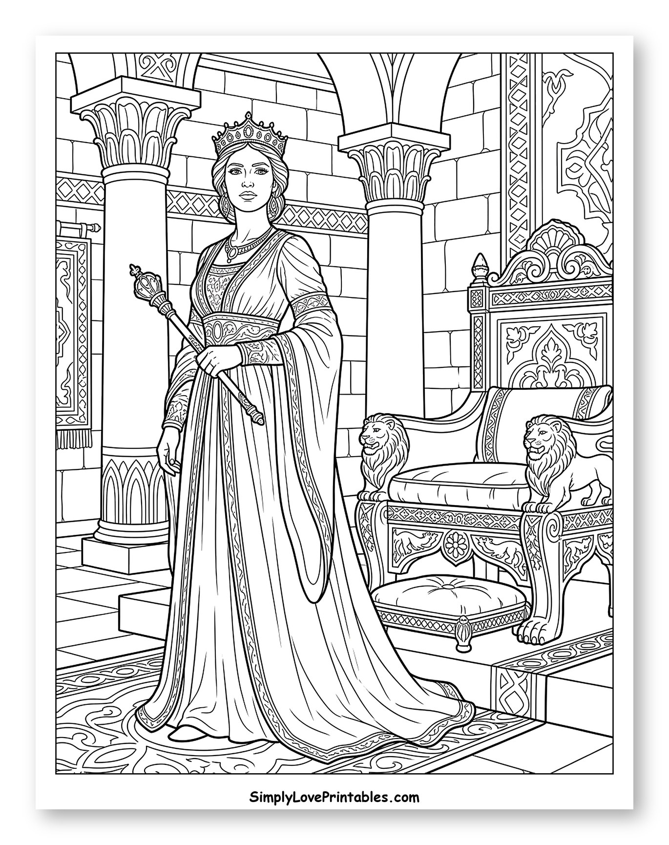 Queen Esther Standing by an Ornate Throne