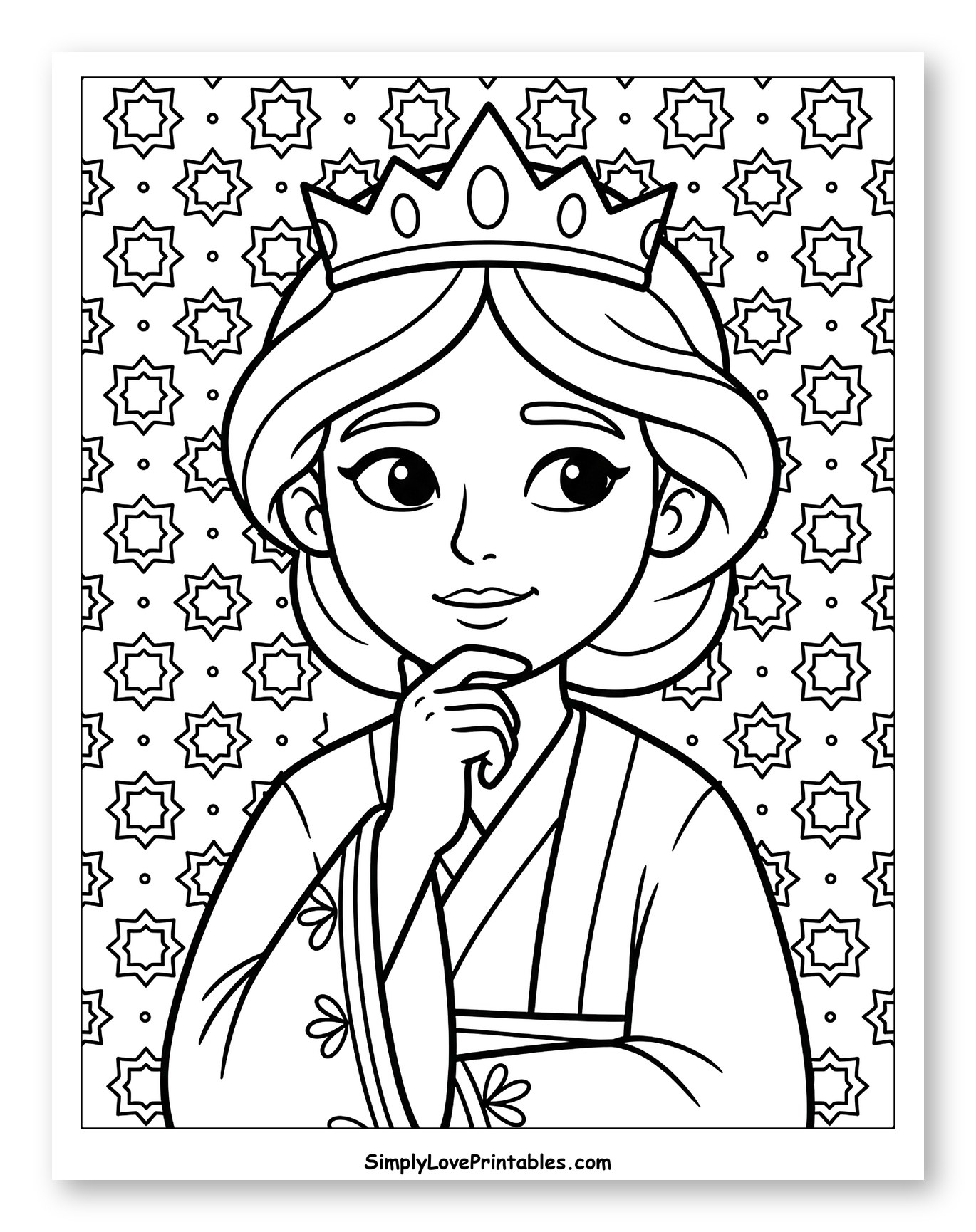 Queen Esther with Crown and Star Background
