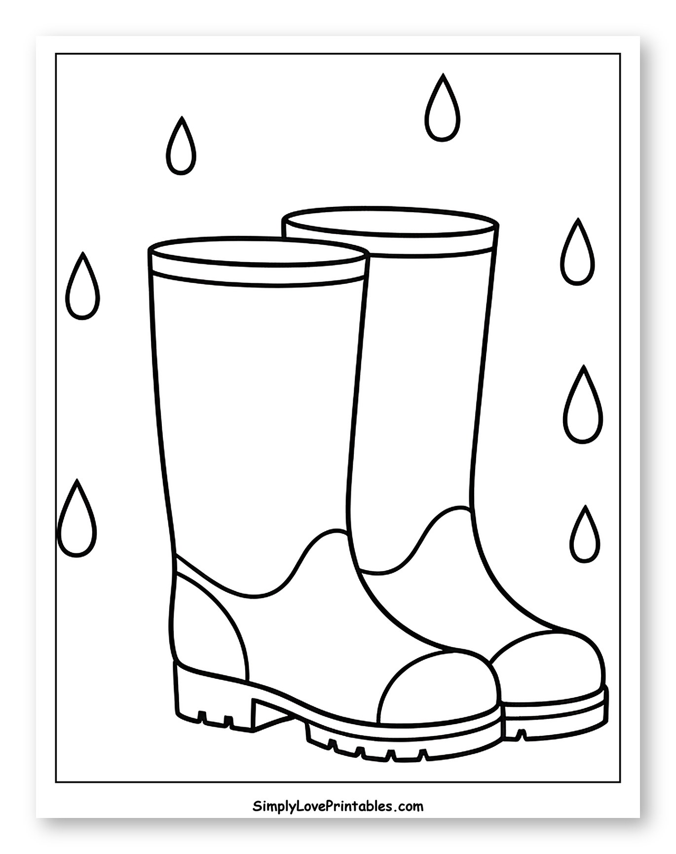 Rain Boots with Falling Raindrops