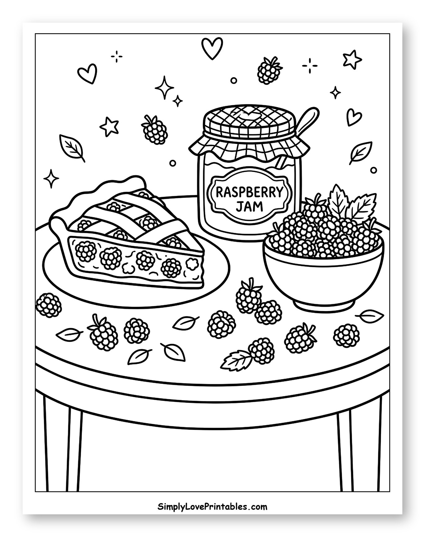 Raspberry Pie, Jam, and Fresh Raspberries on a Table