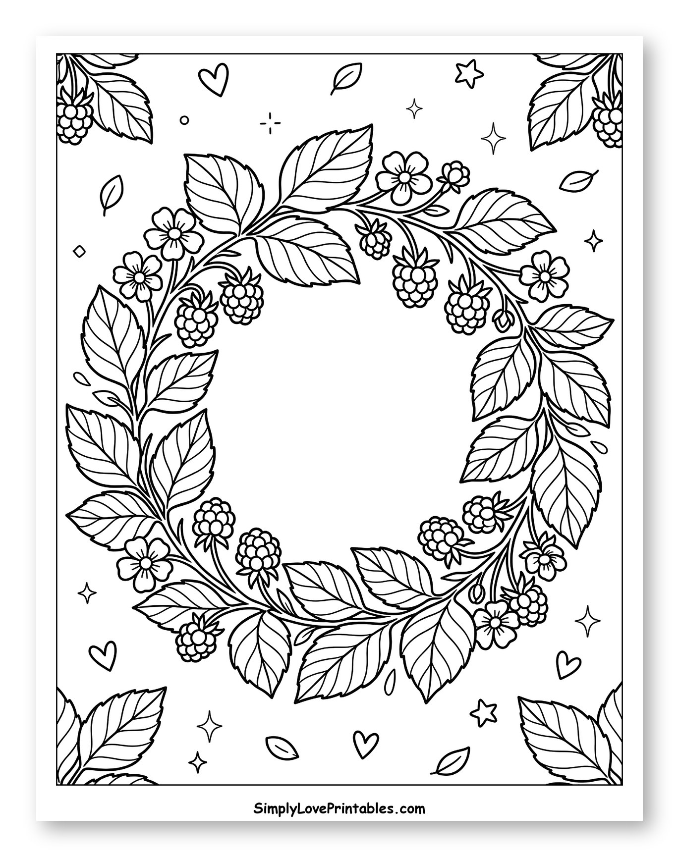 Raspberry Wreath with Berries and Flowers