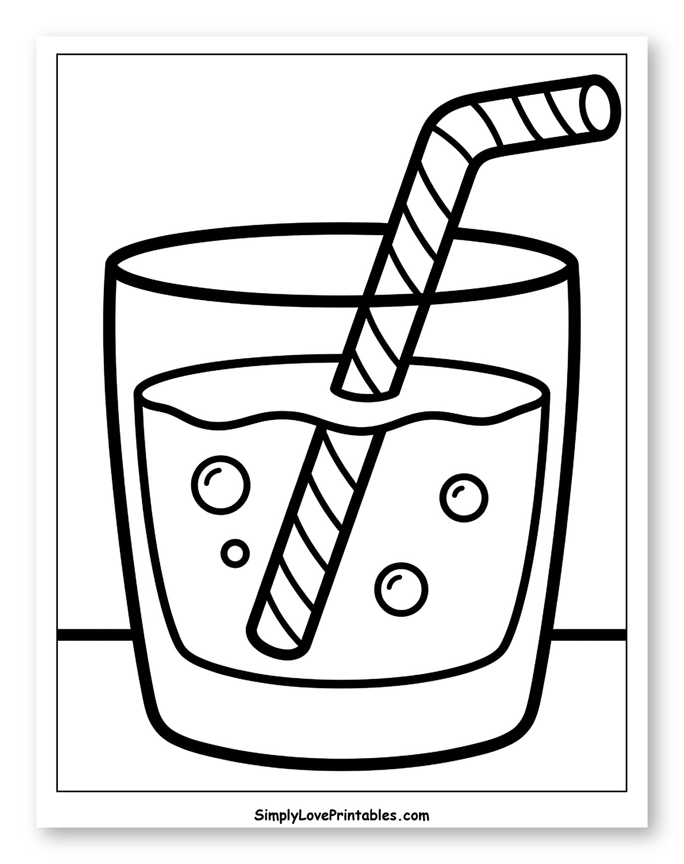 Refreshing Drink with a Striped Straw