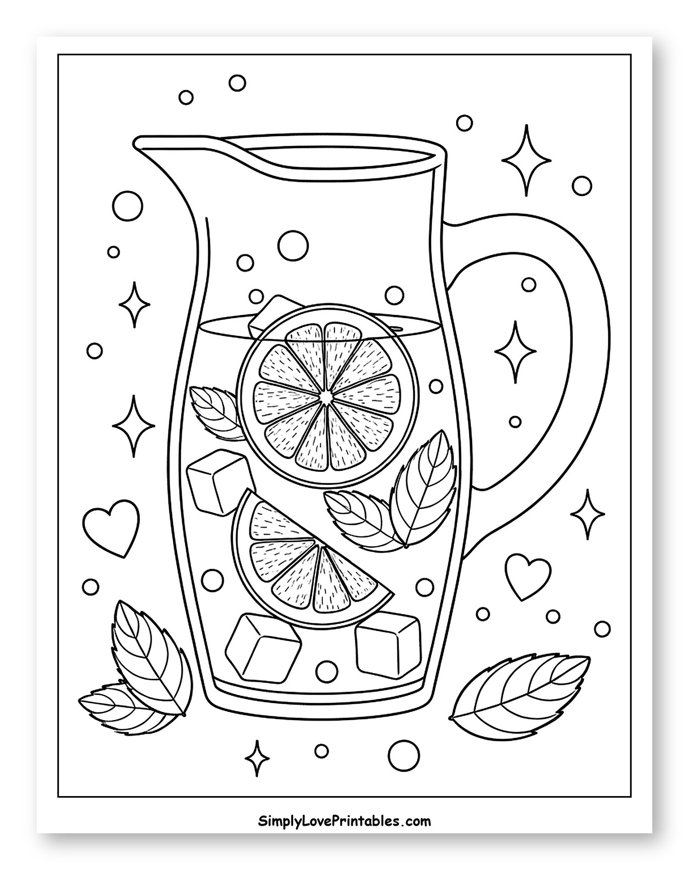 Refreshing Grapefruit Drink in a Pitcher to Color for Adults
